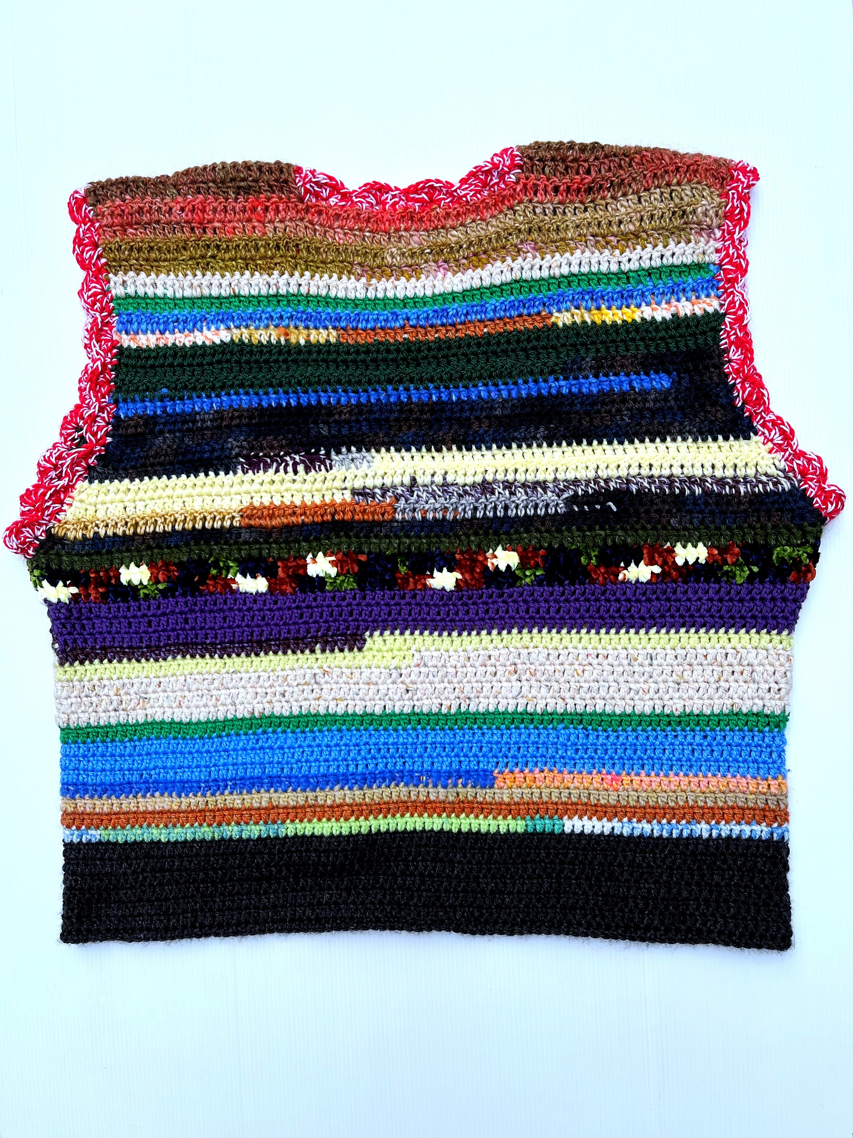 Handcrafted Multicolour Striped Crochet Vest — Wearable Art — One of a Kind