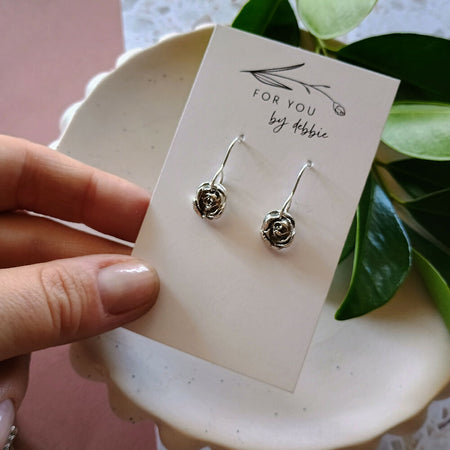 Fine silver earrings- rose