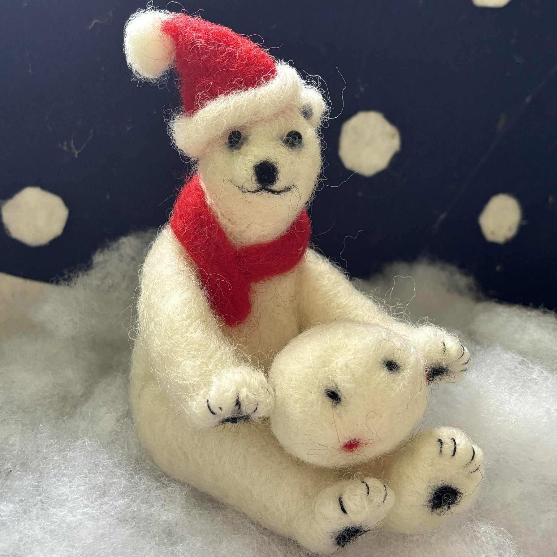 Christmas Polar Bear needle felt art animal decoration