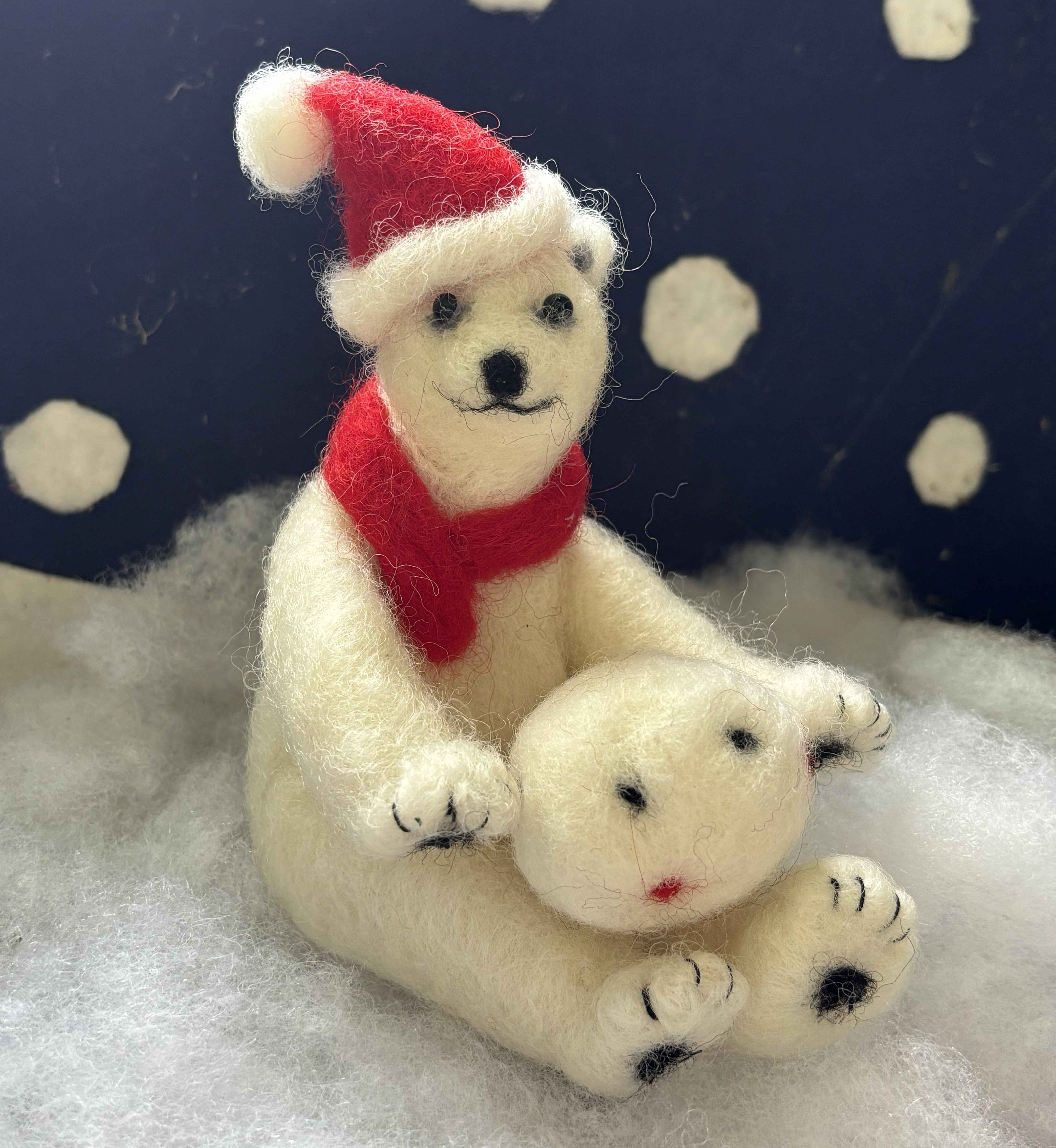 Christmas Polar Bear needle felt art animal decoration