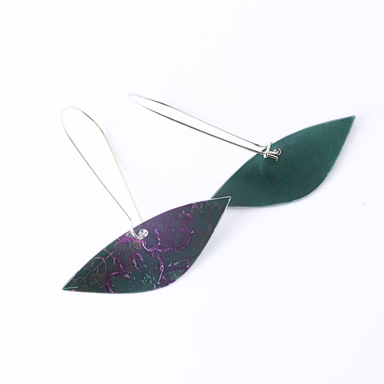 Anodised aluminium earrings hand printed - Midnight Velvet Collection