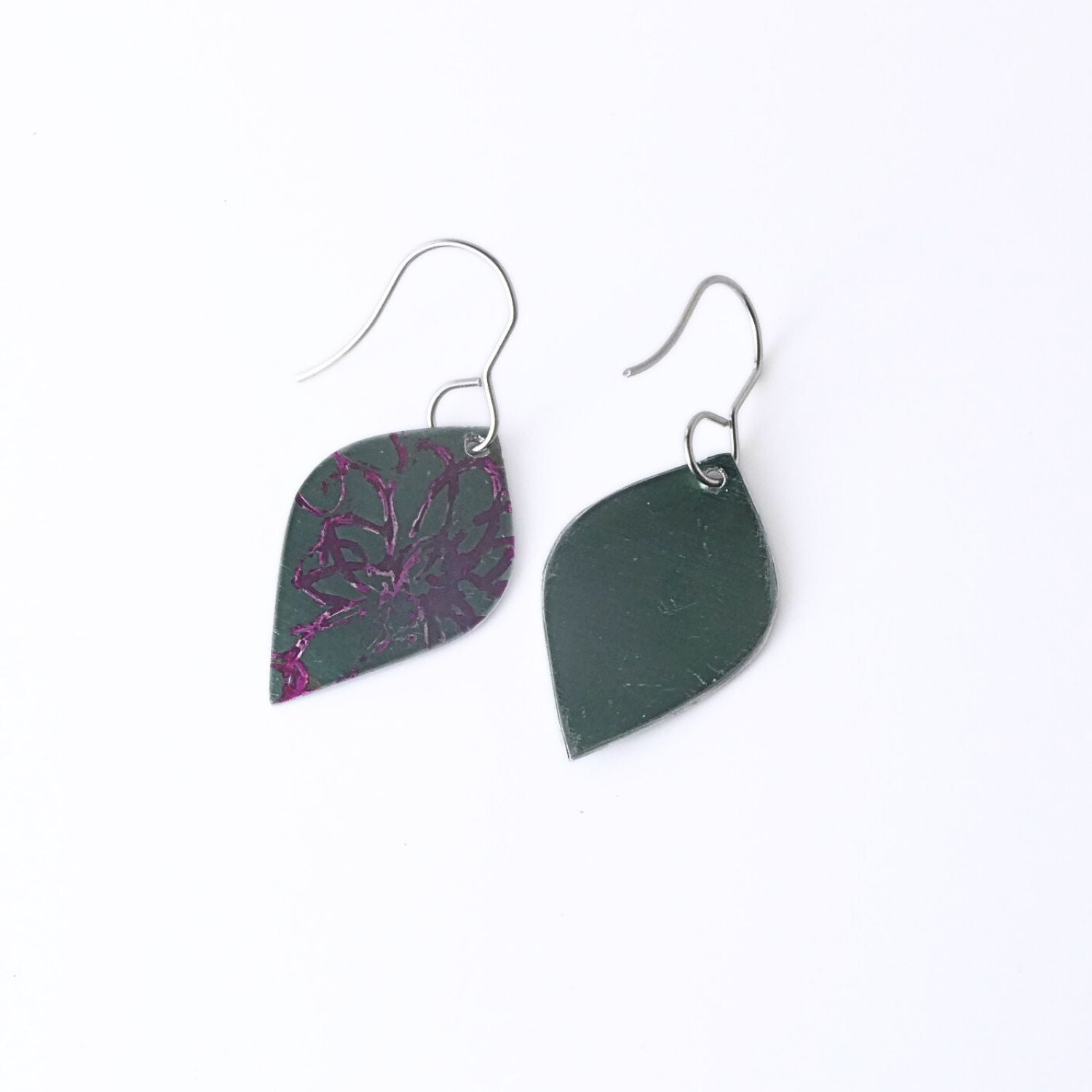 Anodised aluminium earrings hand printed - Midnight Velvet Collection