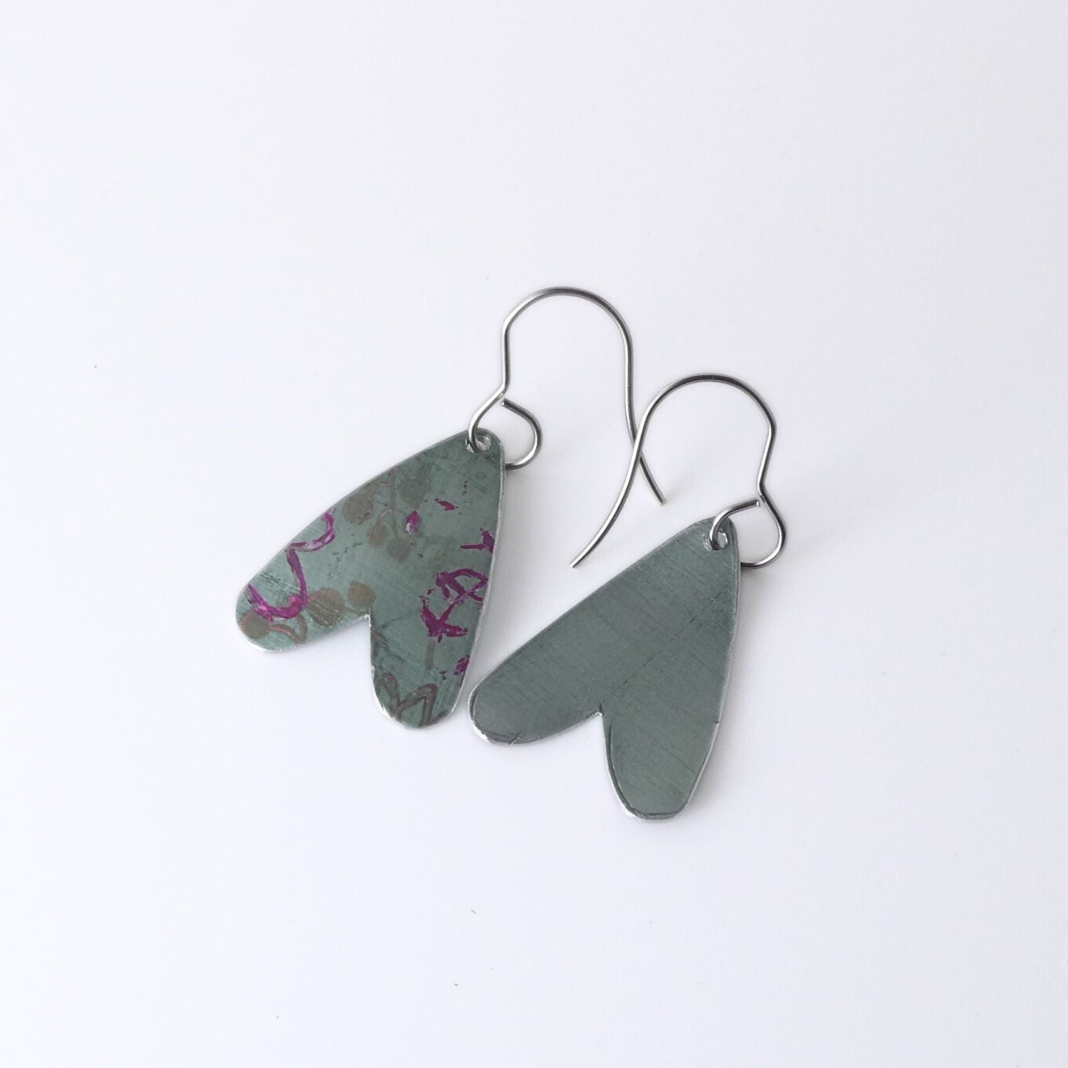 Anodised aluminium earrings hand printed - Midnight Velvet Collection