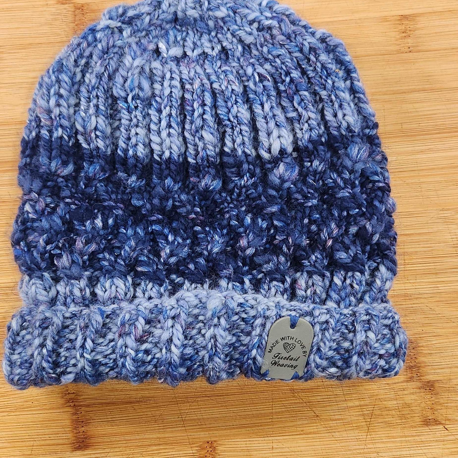 Hand Spun & Hand Knitted Blue Beanie