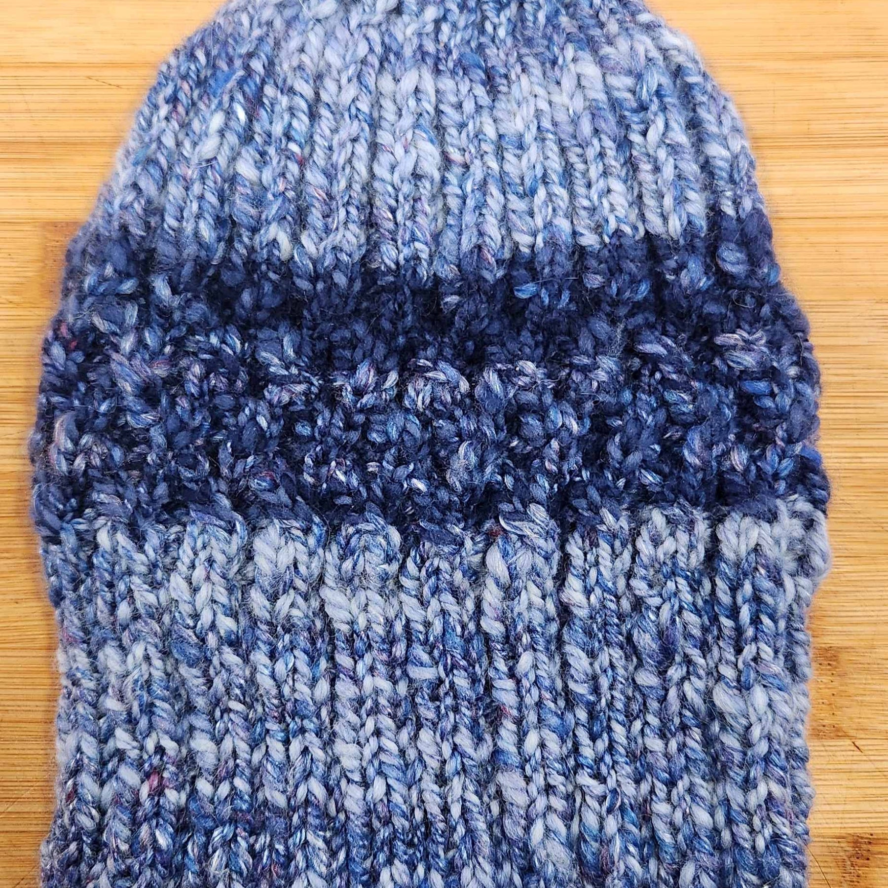 Hand Spun & Hand Knitted Blue Beanie