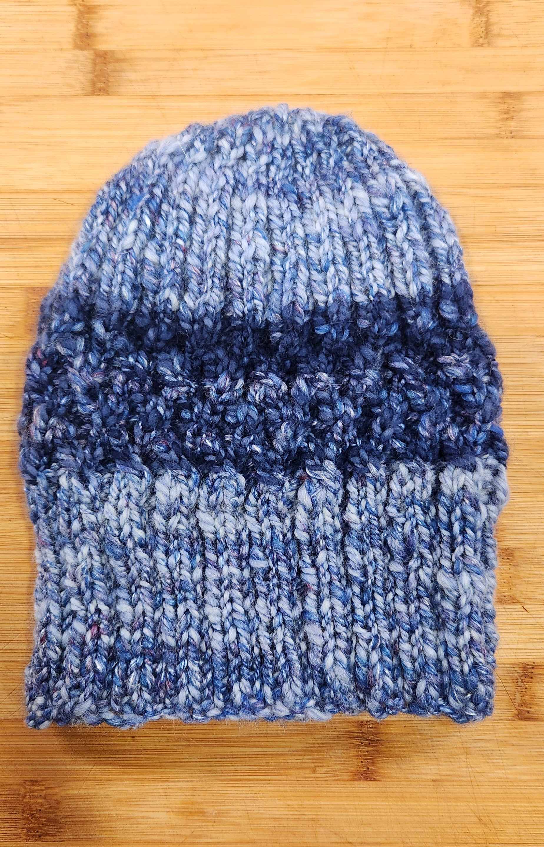 Hand Spun & Hand Knitted Blue Beanie