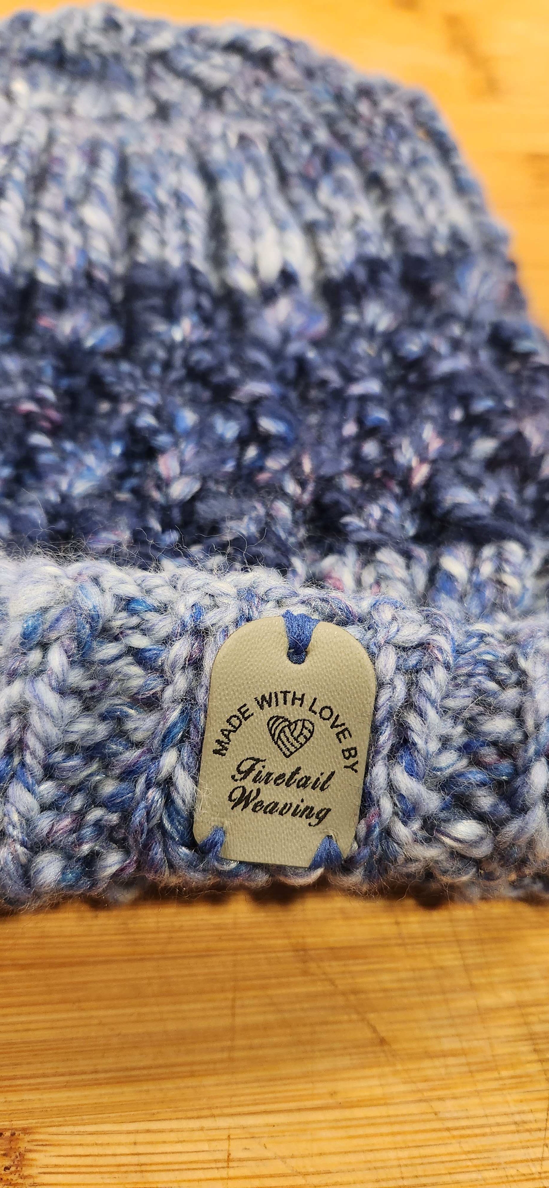 Hand Spun & Hand Knitted Blue Beanie