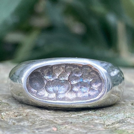 Sterling Silver Pod Ring | Size P½ | Hand Carved