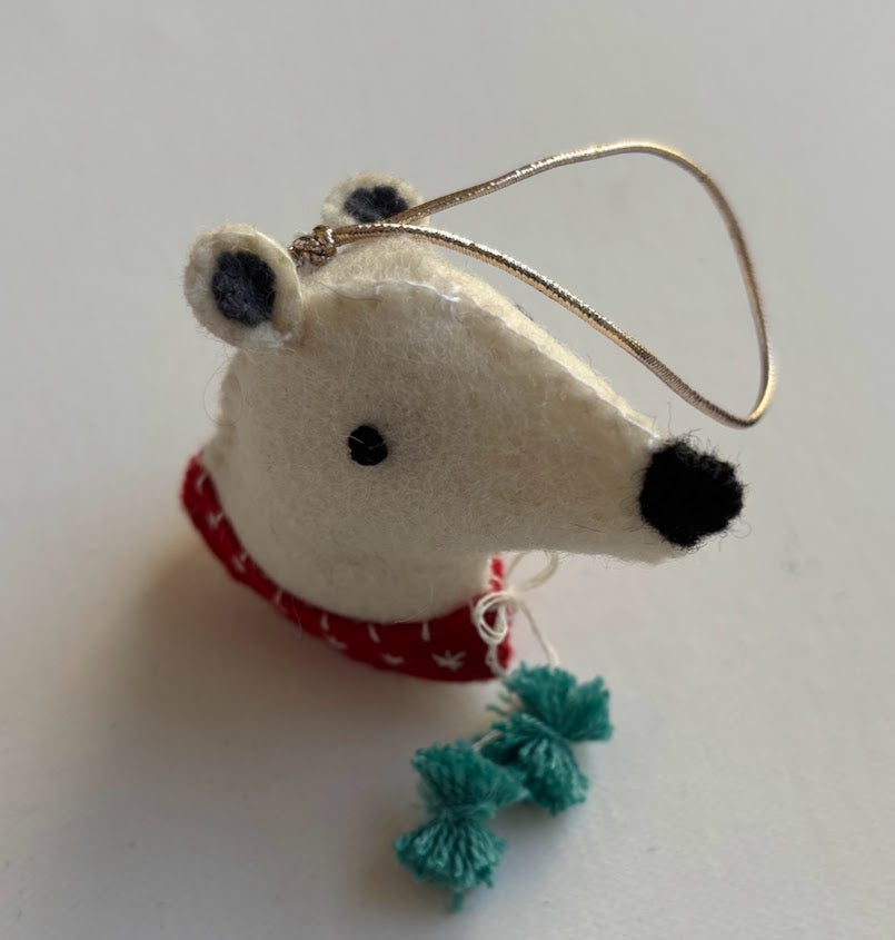 Felt Embroidery Ornament - Polar Bear