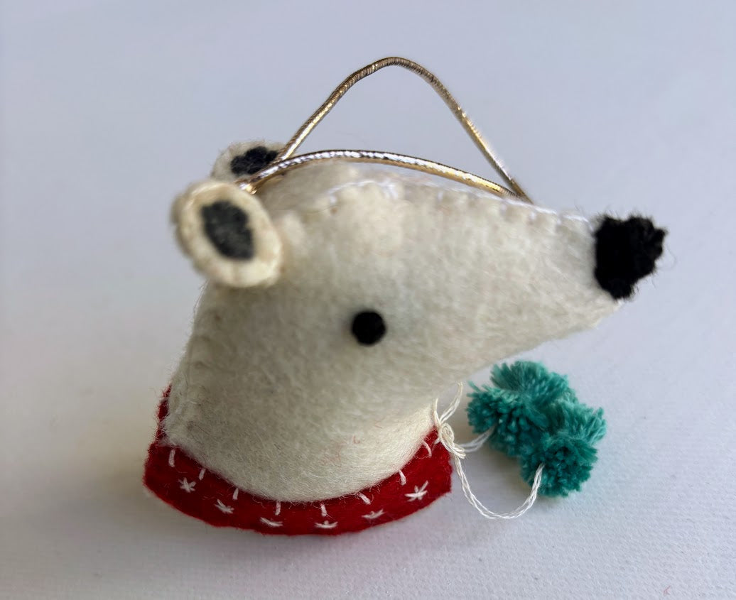 Felt Embroidery Ornament - Polar Bear