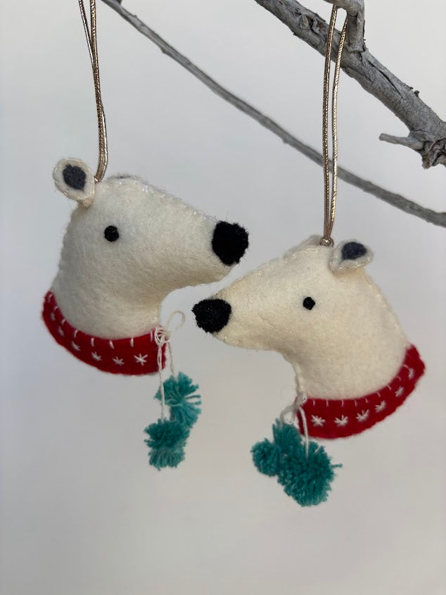 Felt Embroidery Ornament - Polar Bear