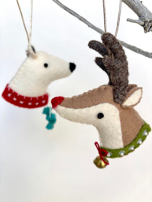 Felt Embroidery Ornament - Polar Bear