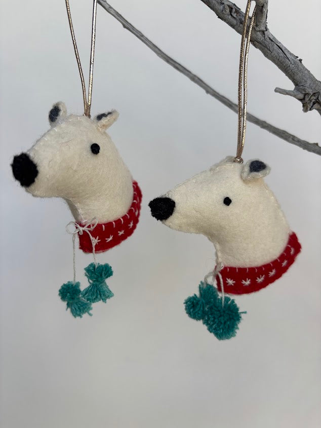 Felt Embroidery Ornament - Polar Bear
