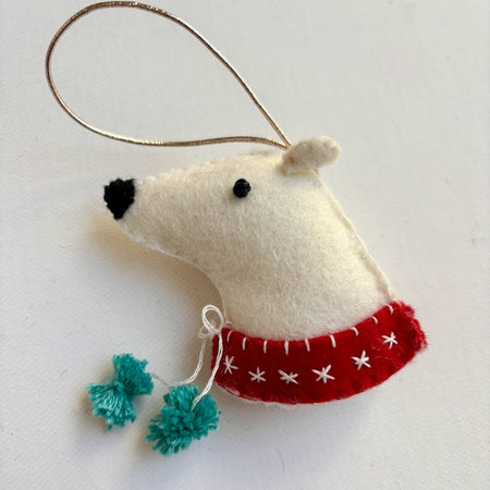 Felt Embroidery Ornament - Polar Bear