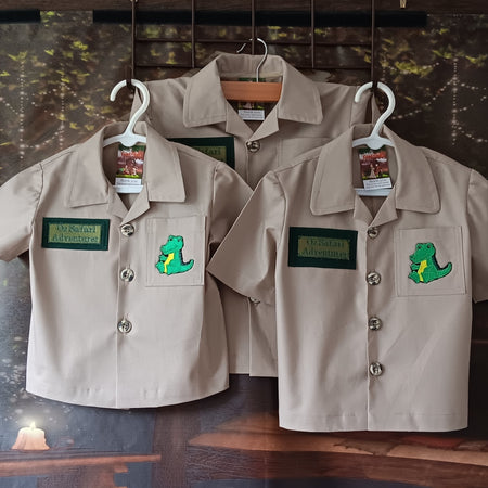 Cotton Safari Shirt with Crocodile Emblem - sizes 0 -1