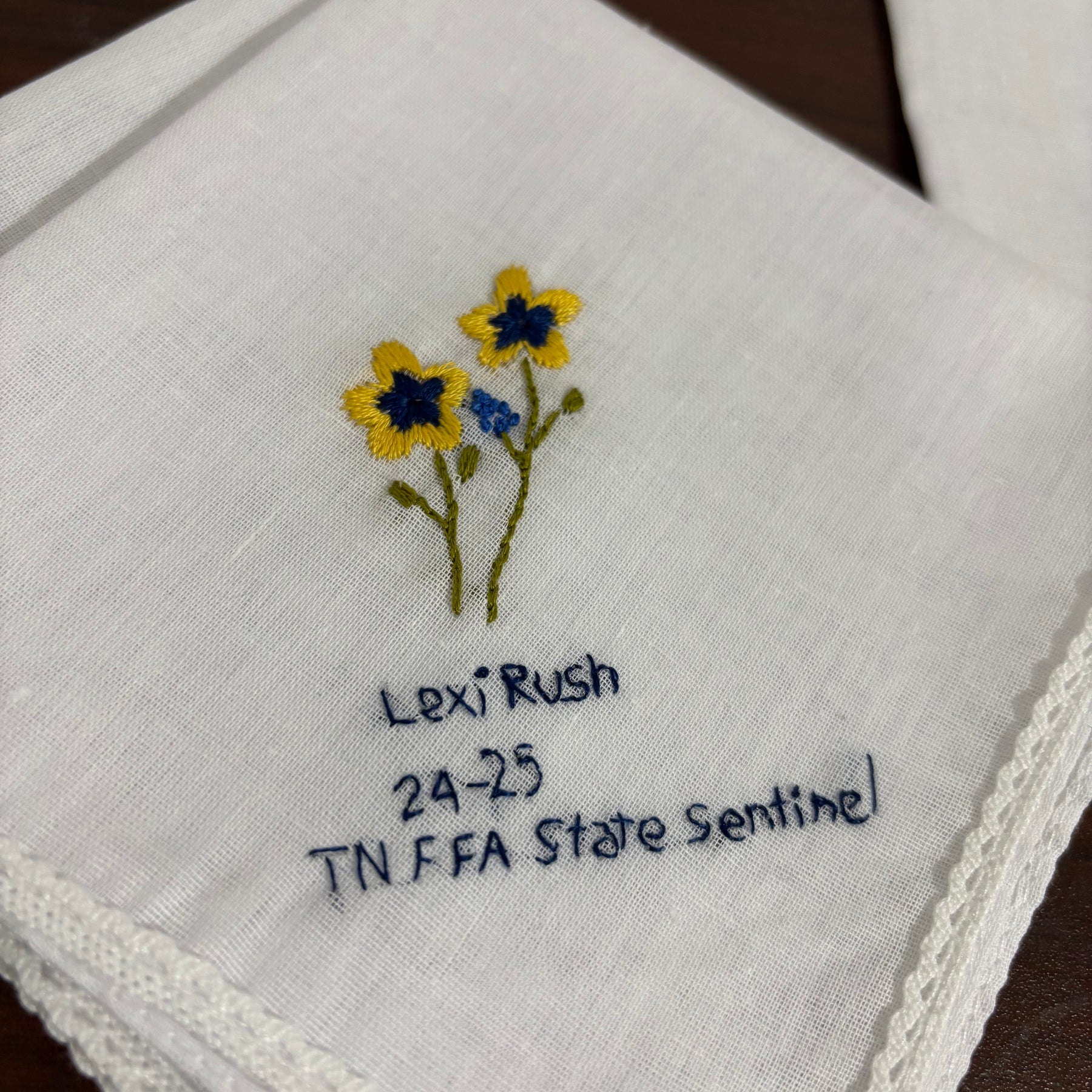 Set of 3 Personalized Hand Embroidered Handkerchiefs