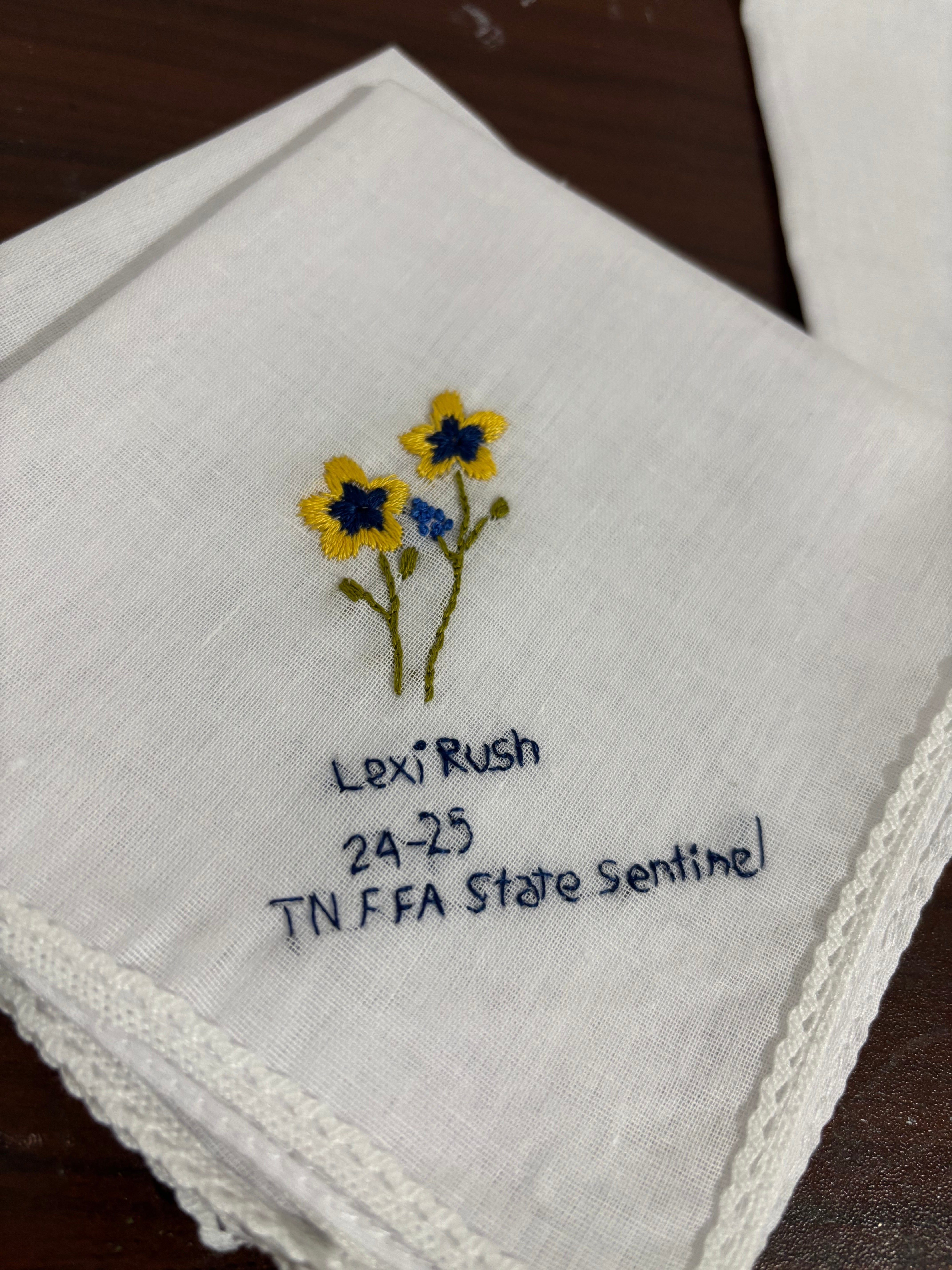 Set of 3 Personalized Hand Embroidered Handkerchiefs