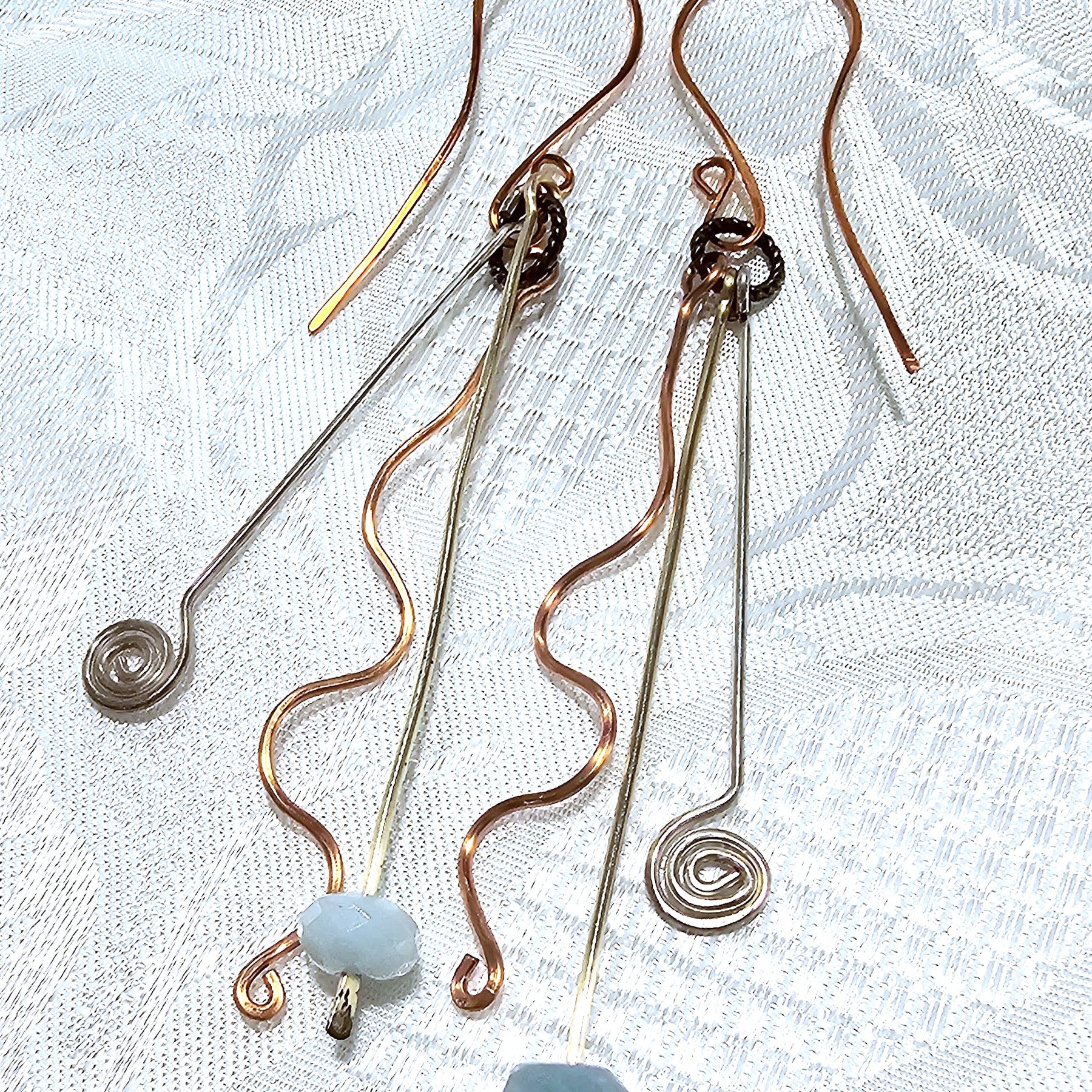 Hand Forged Wirework Earrings using various metals