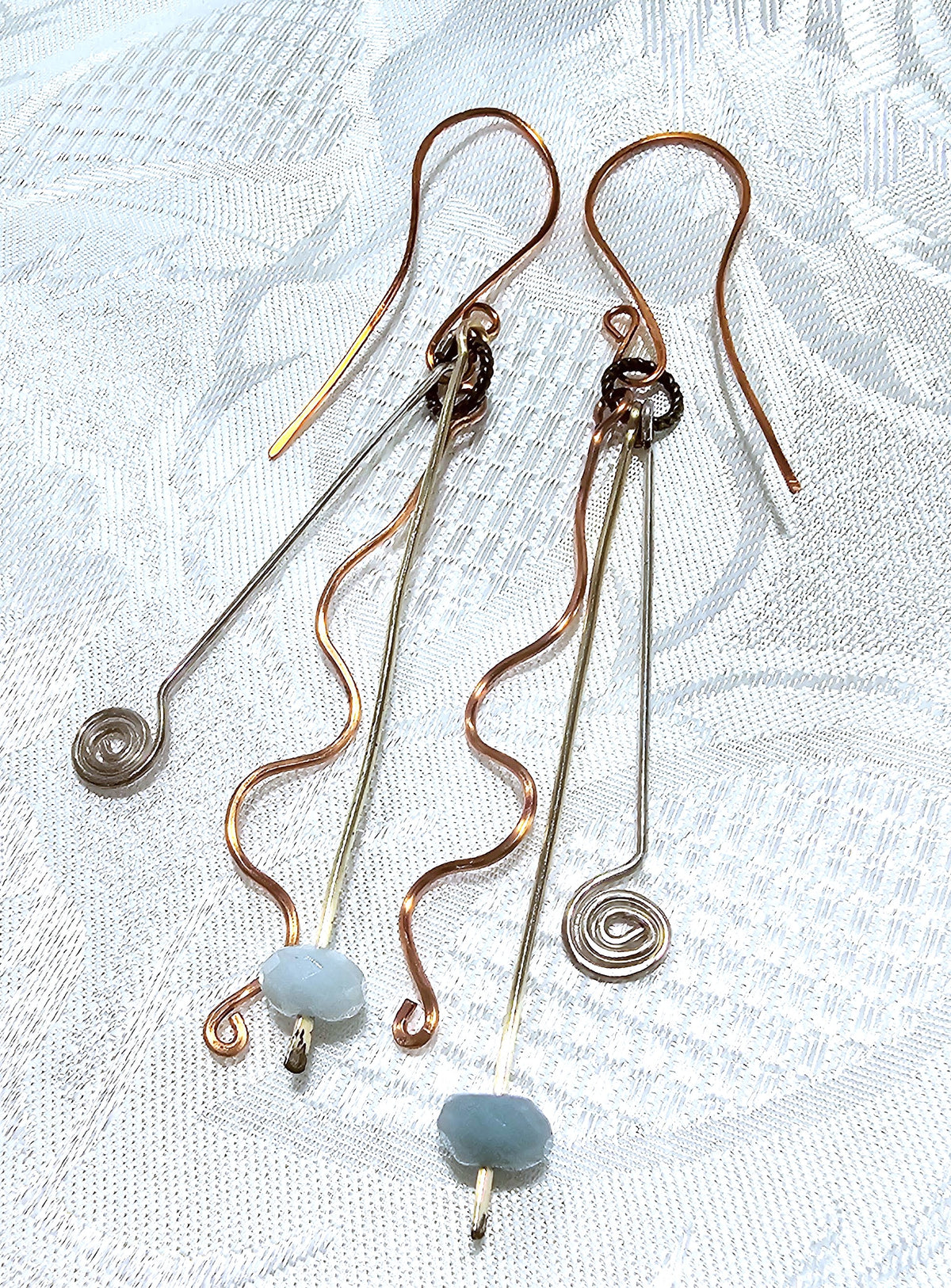 Hand Forged Wirework Earrings using various metals