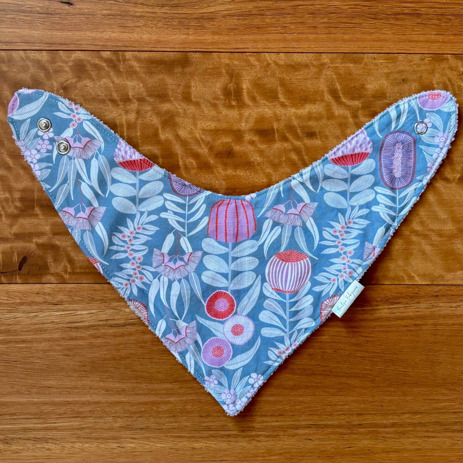 Baby Bib and Burp Cloth Set - Blue Banksias
