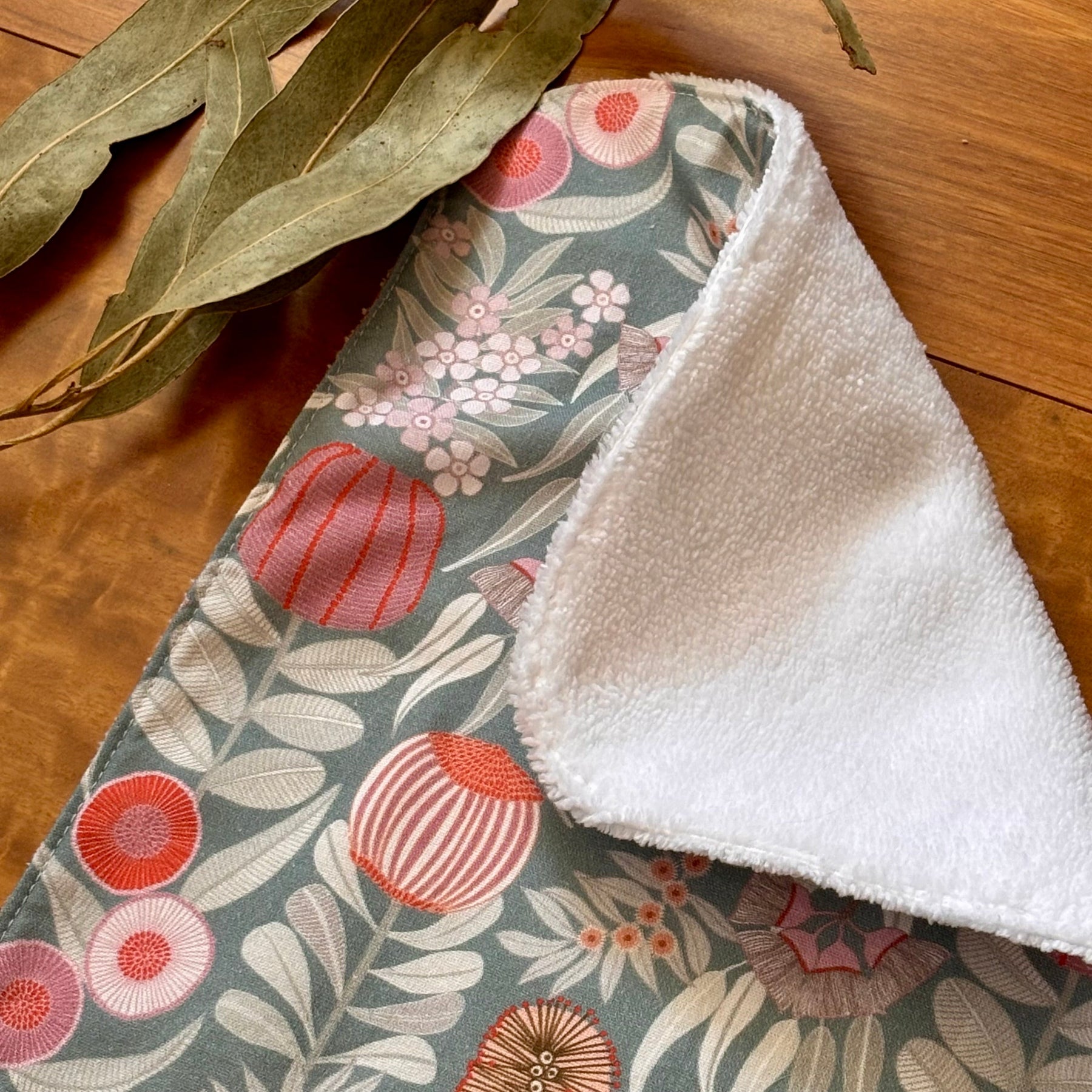 Baby Bib and Burp Cloth Set - Blue Banksias