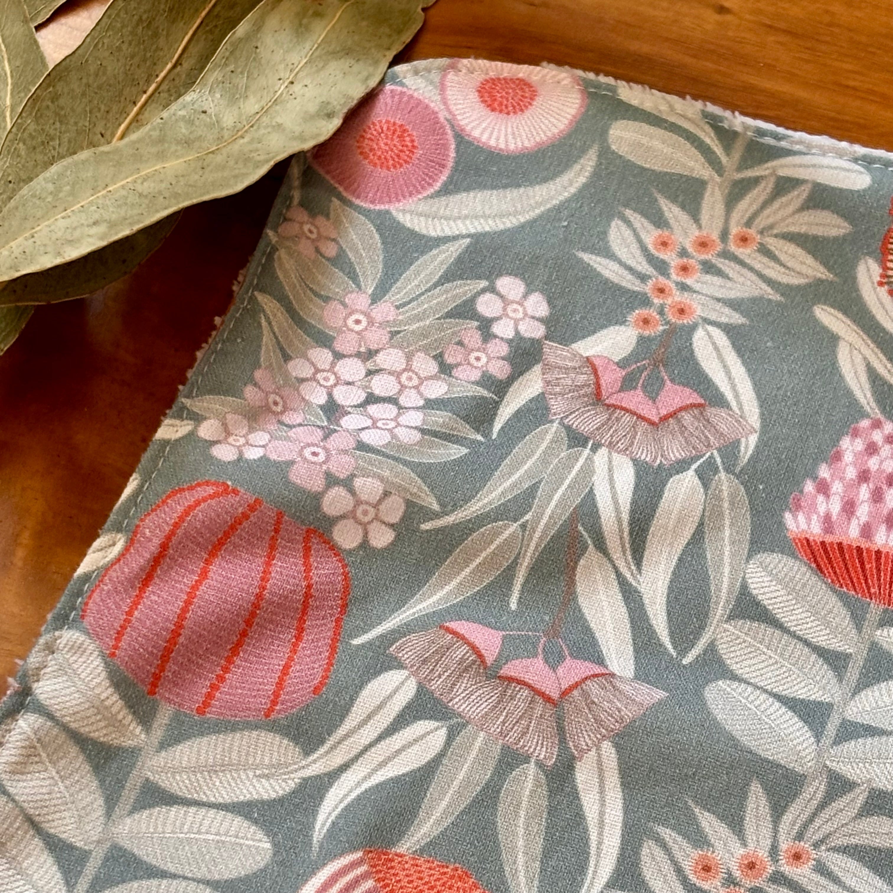 Baby Bib and Burp Cloth Set - Blue Banksias