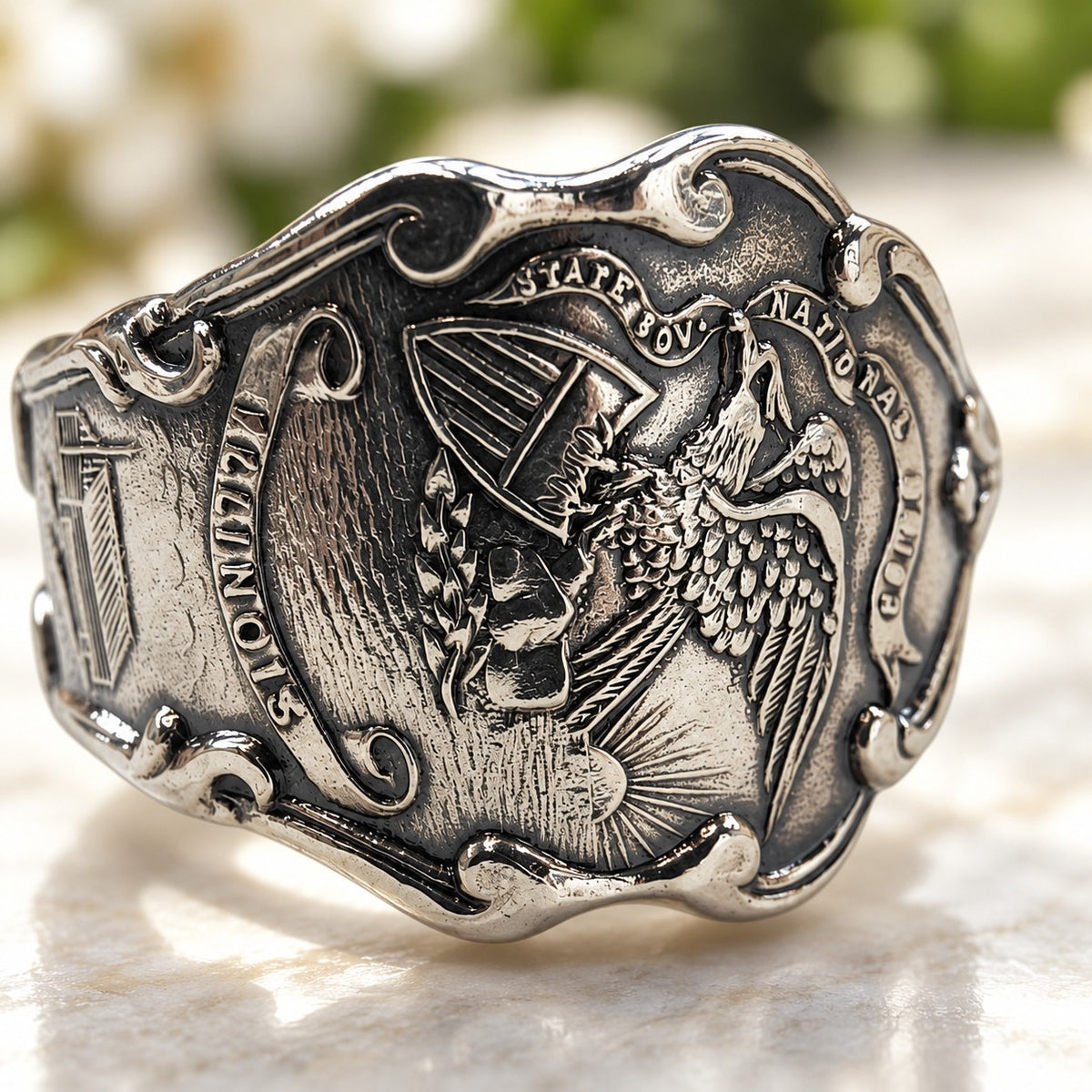 Vintage Sterling Silver Illinois Spoon Ring