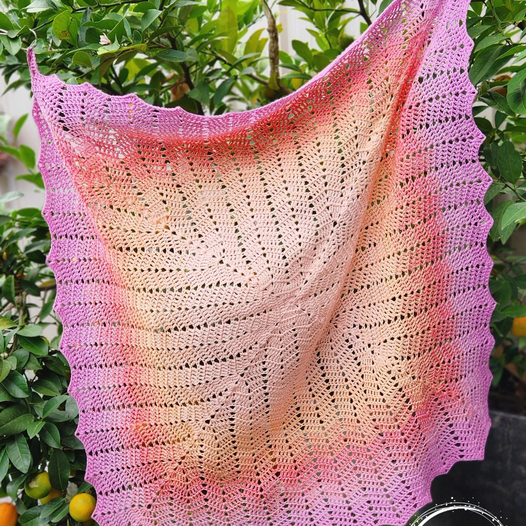 Crochet Peach to Pink Ombre Baby Blanket