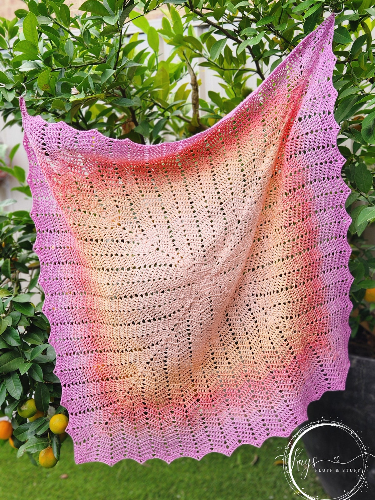 Crochet Peach to Pink Ombre Baby Blanket