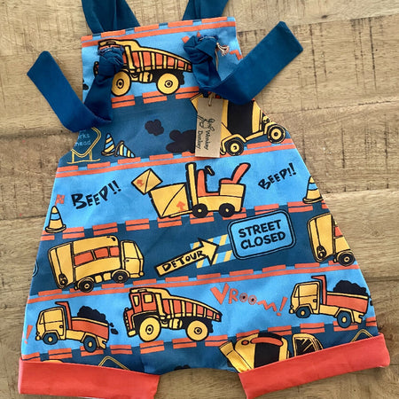 Blues and Orange Construction Overalls/Rompers