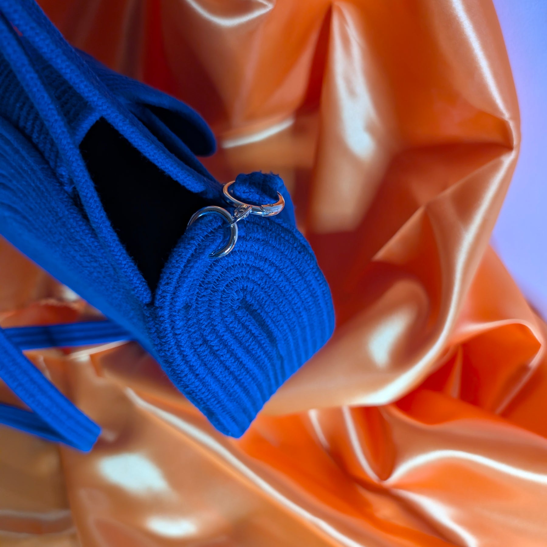 "Siana" (M) Handmade Cotton Cord Bag with Pearl Accents