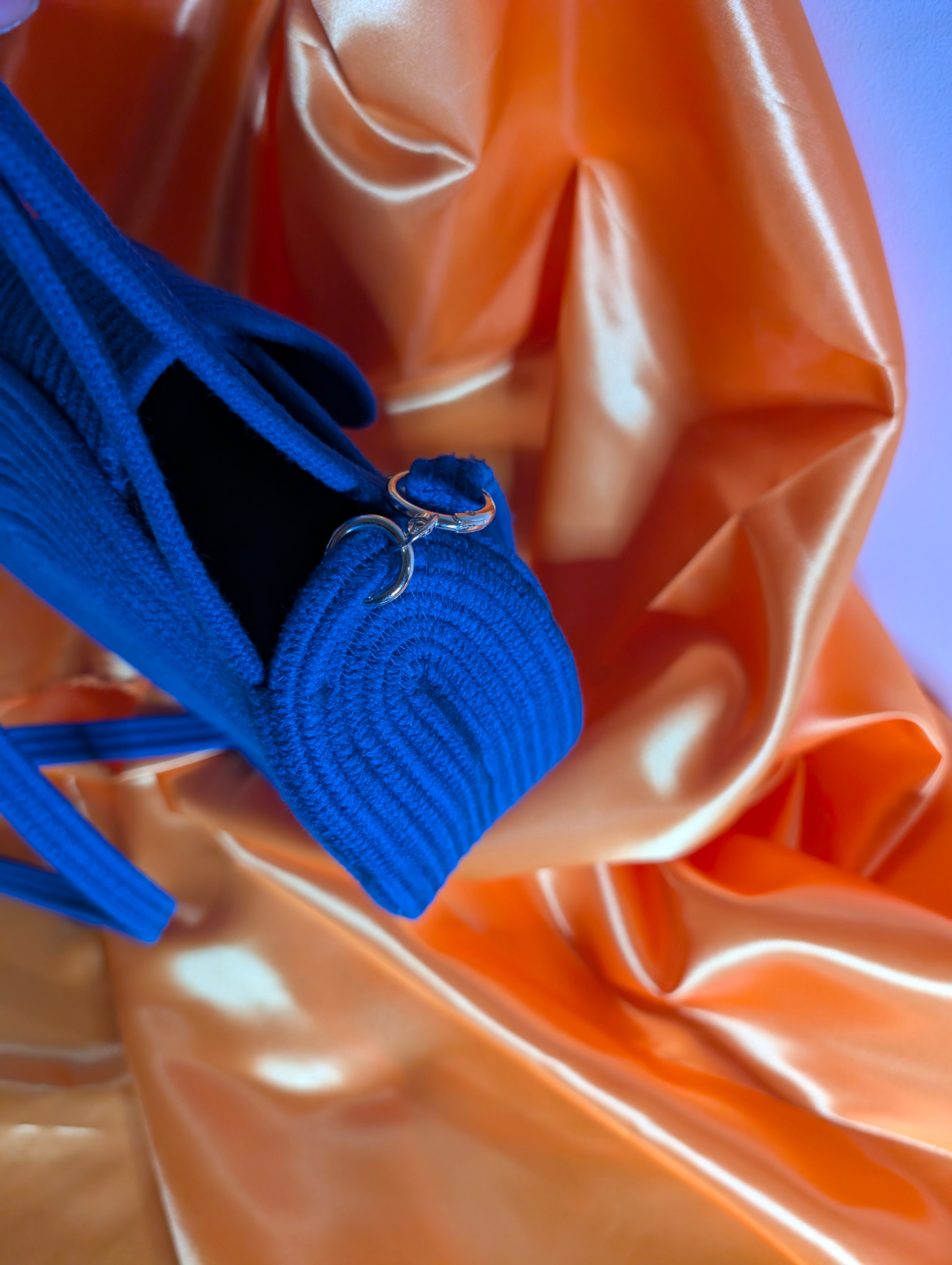 "Siana" (M) Handmade Cotton Cord Bag with Pearl Accents