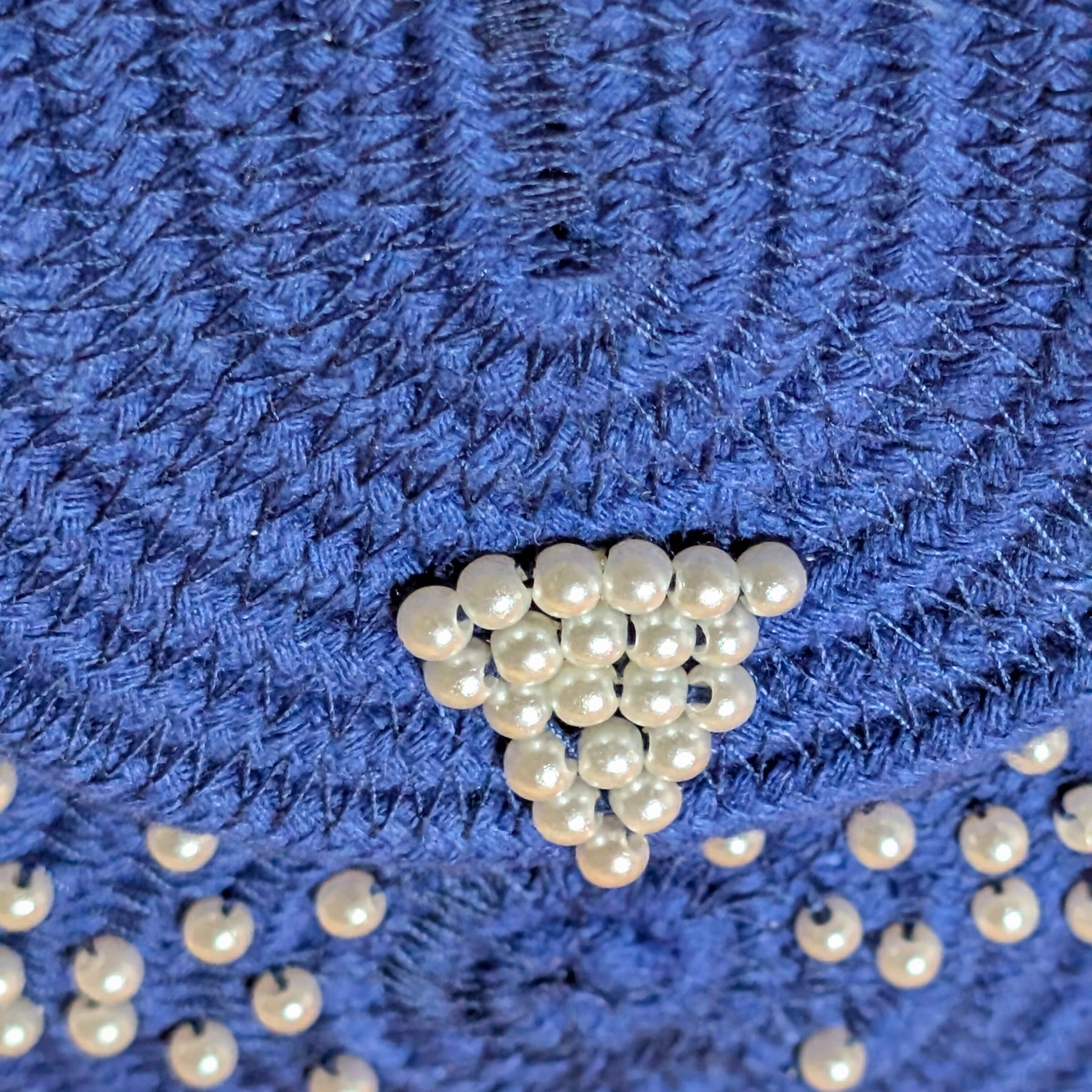 "Siana" (M) Handmade Cotton Cord Bag with Pearl Accents
