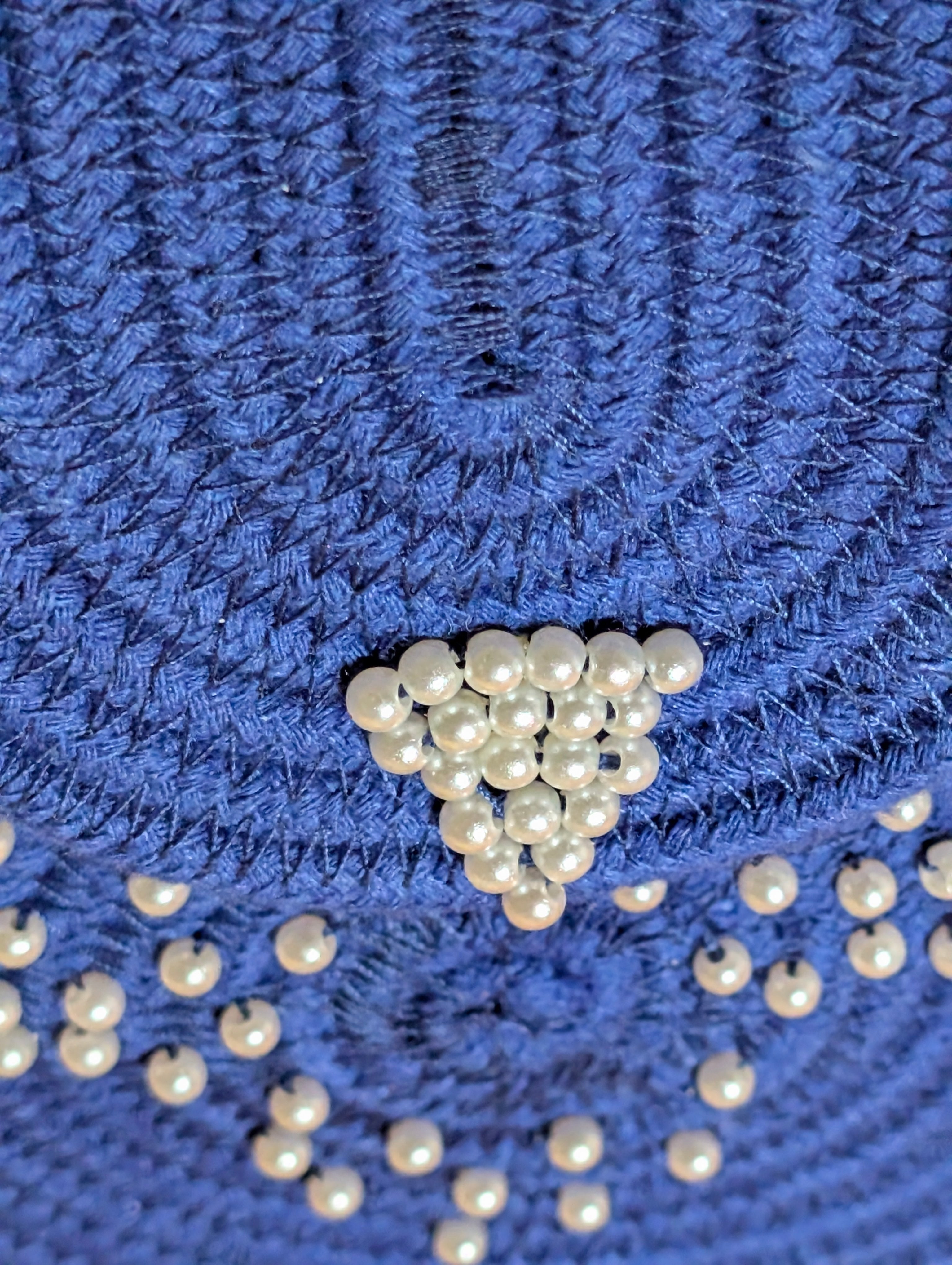 "Siana" (M) Handmade Cotton Cord Bag with Pearl Accents
