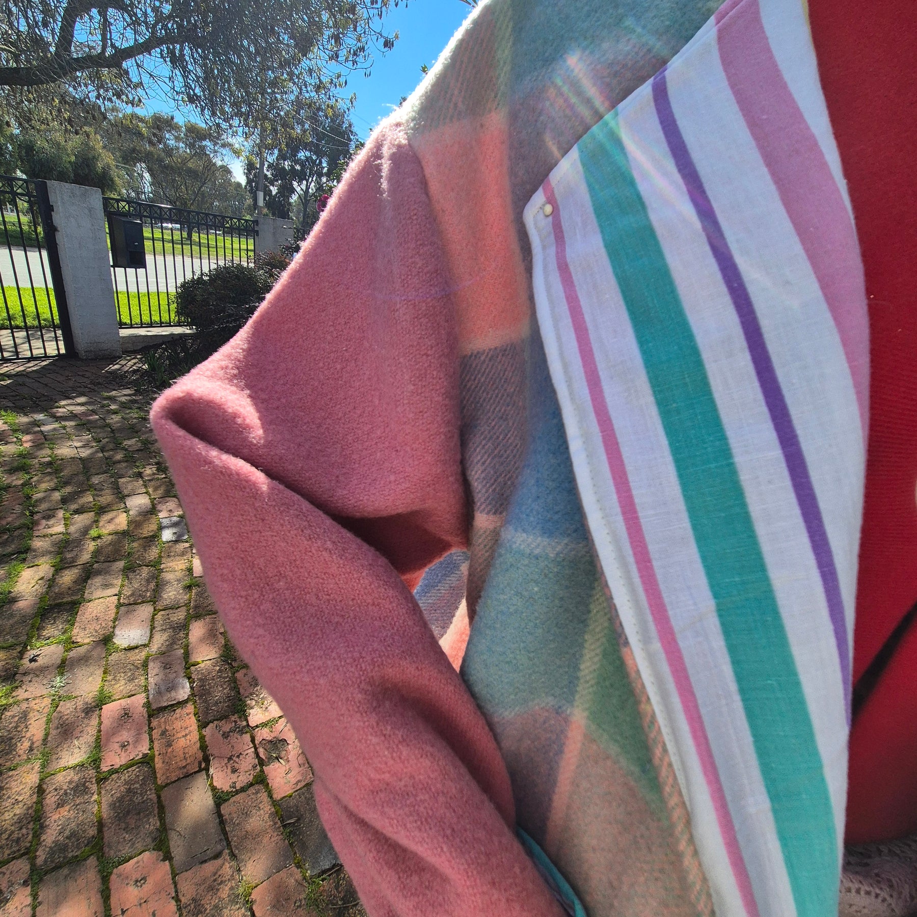 Upcycled woollen blanket jacket size 16