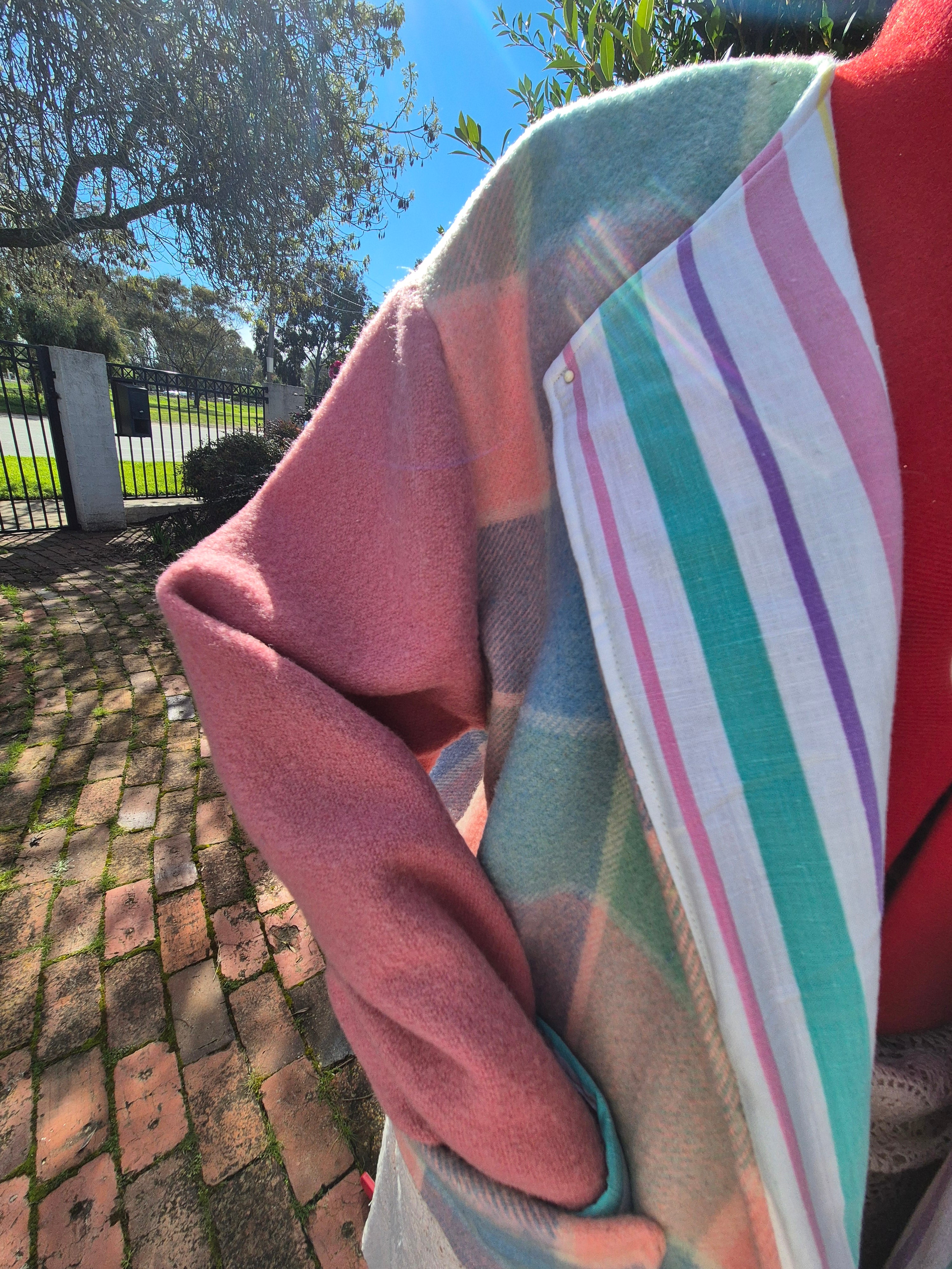 Upcycled woollen blanket jacket size 16