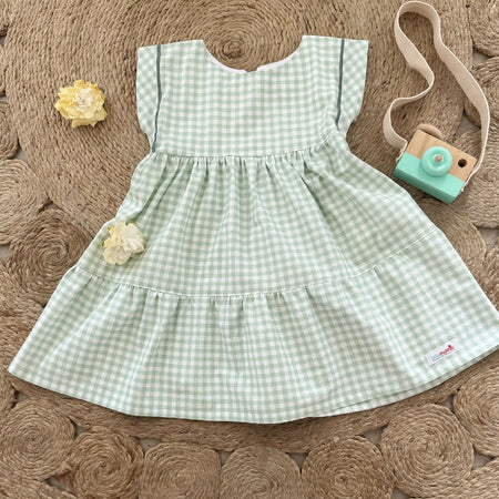 Girls Gingham Layered Dress