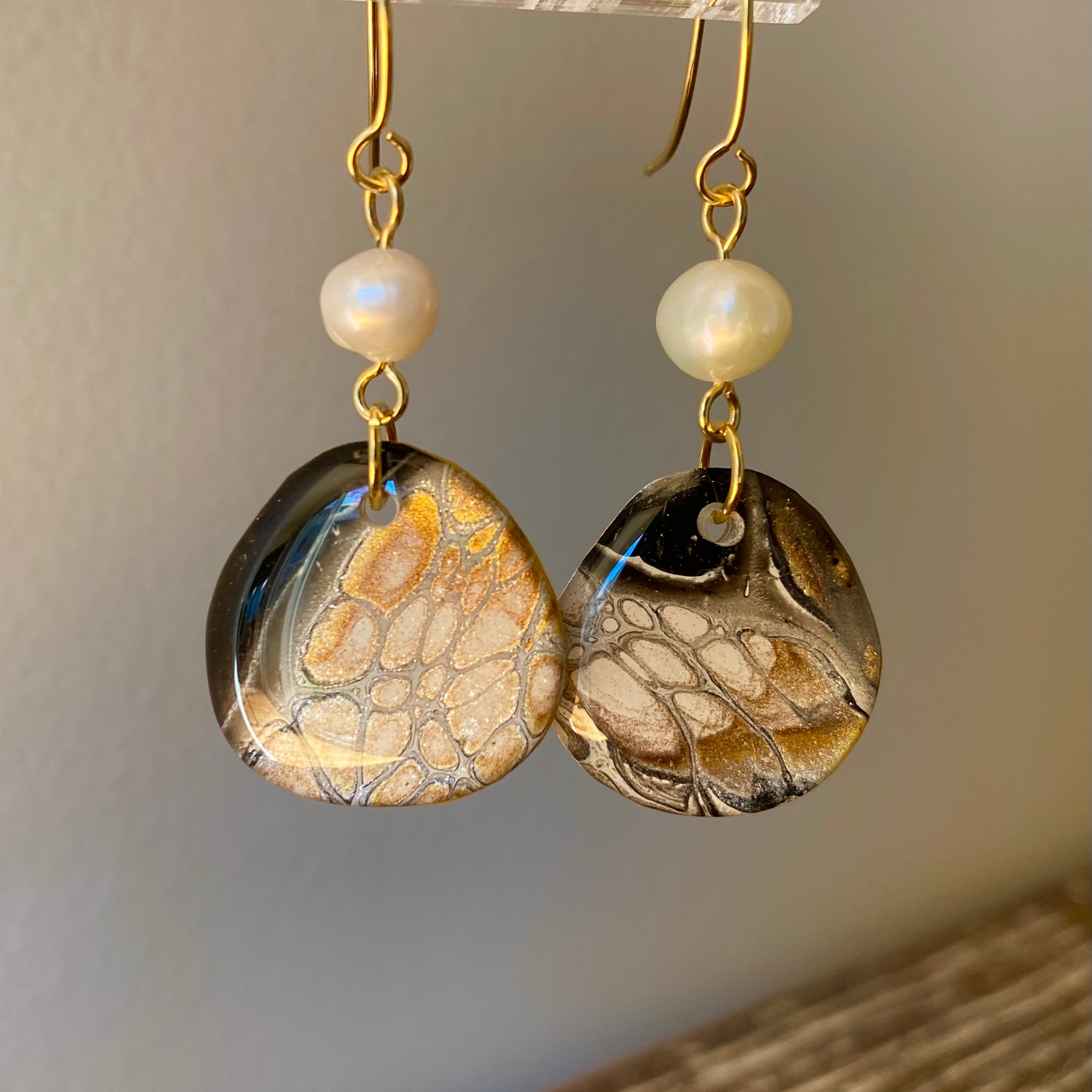 Freshwater Pearls and Art Earrings