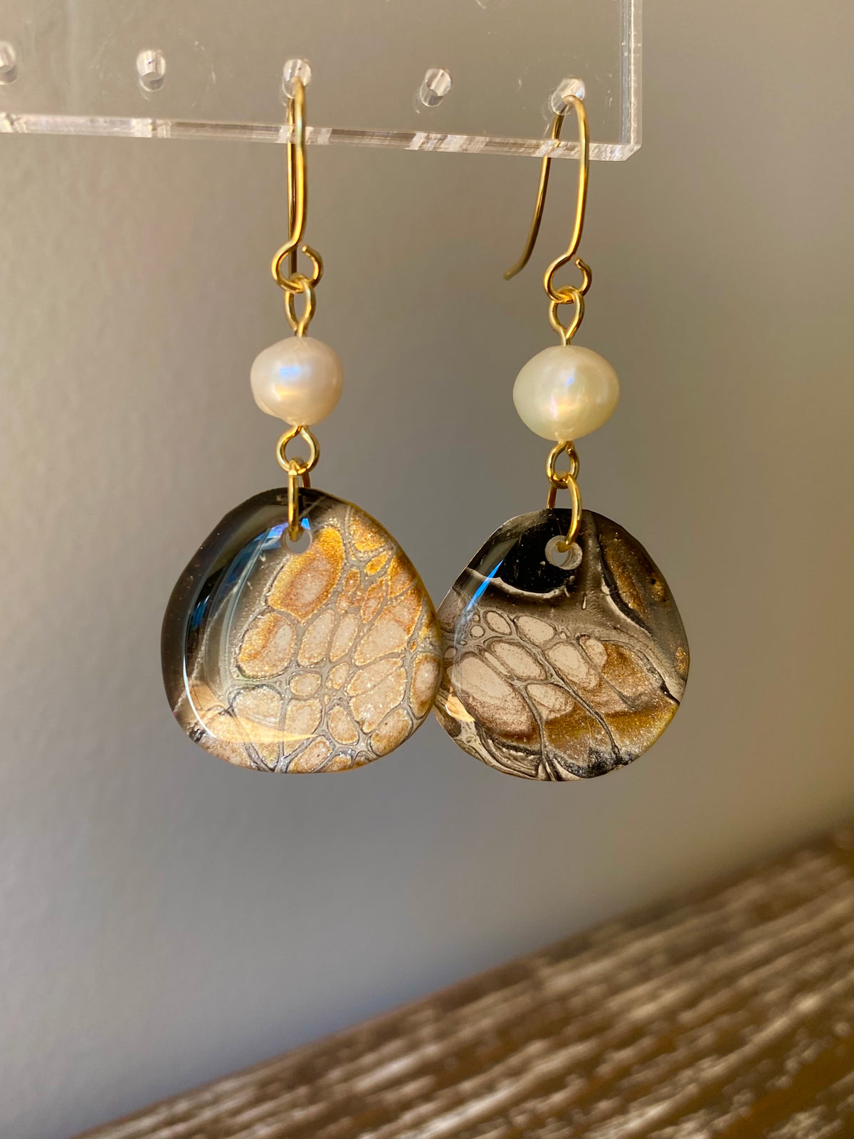 Freshwater Pearls and Art Earrings