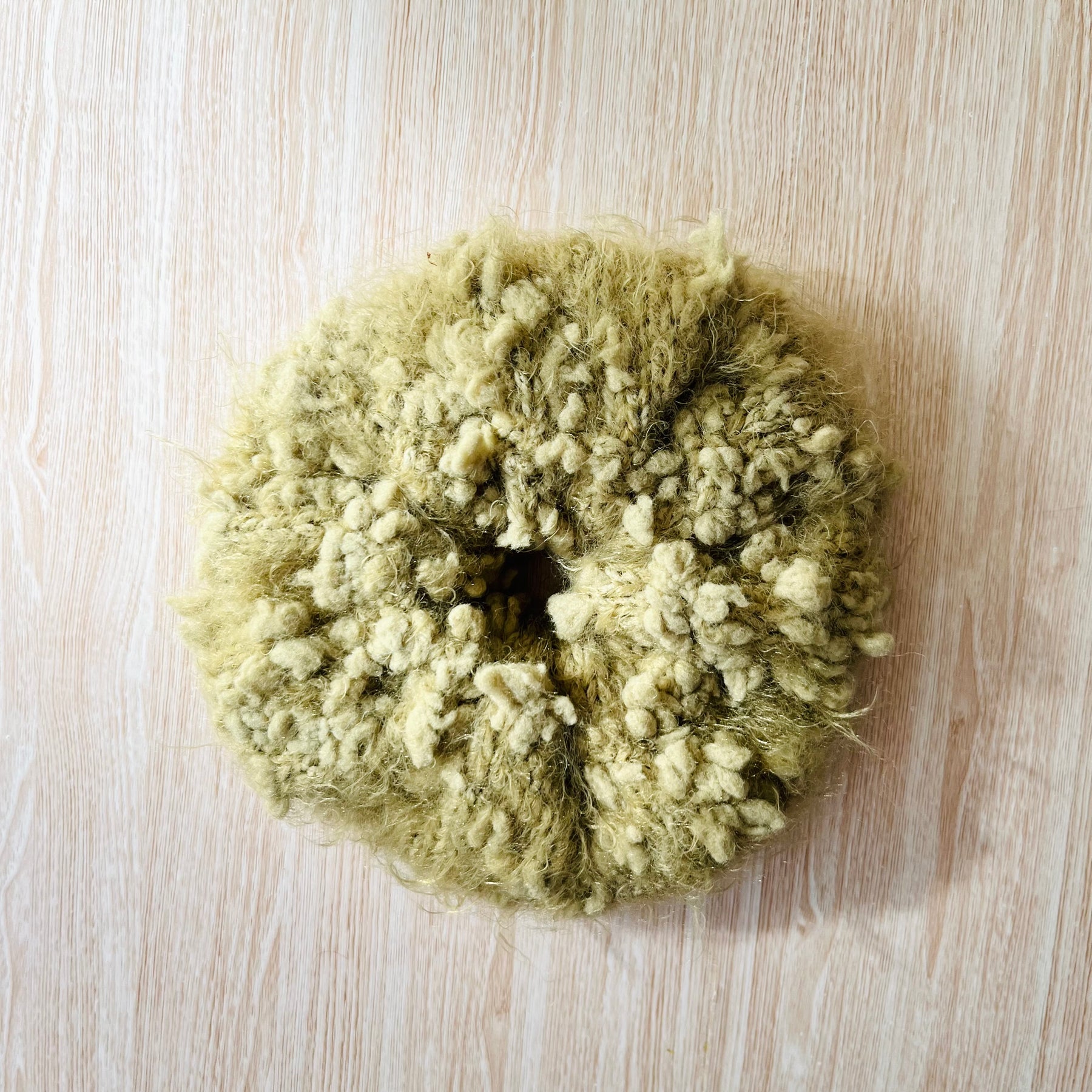 Oversized Sage Green Knitted Scrunchie - Unique Handmade