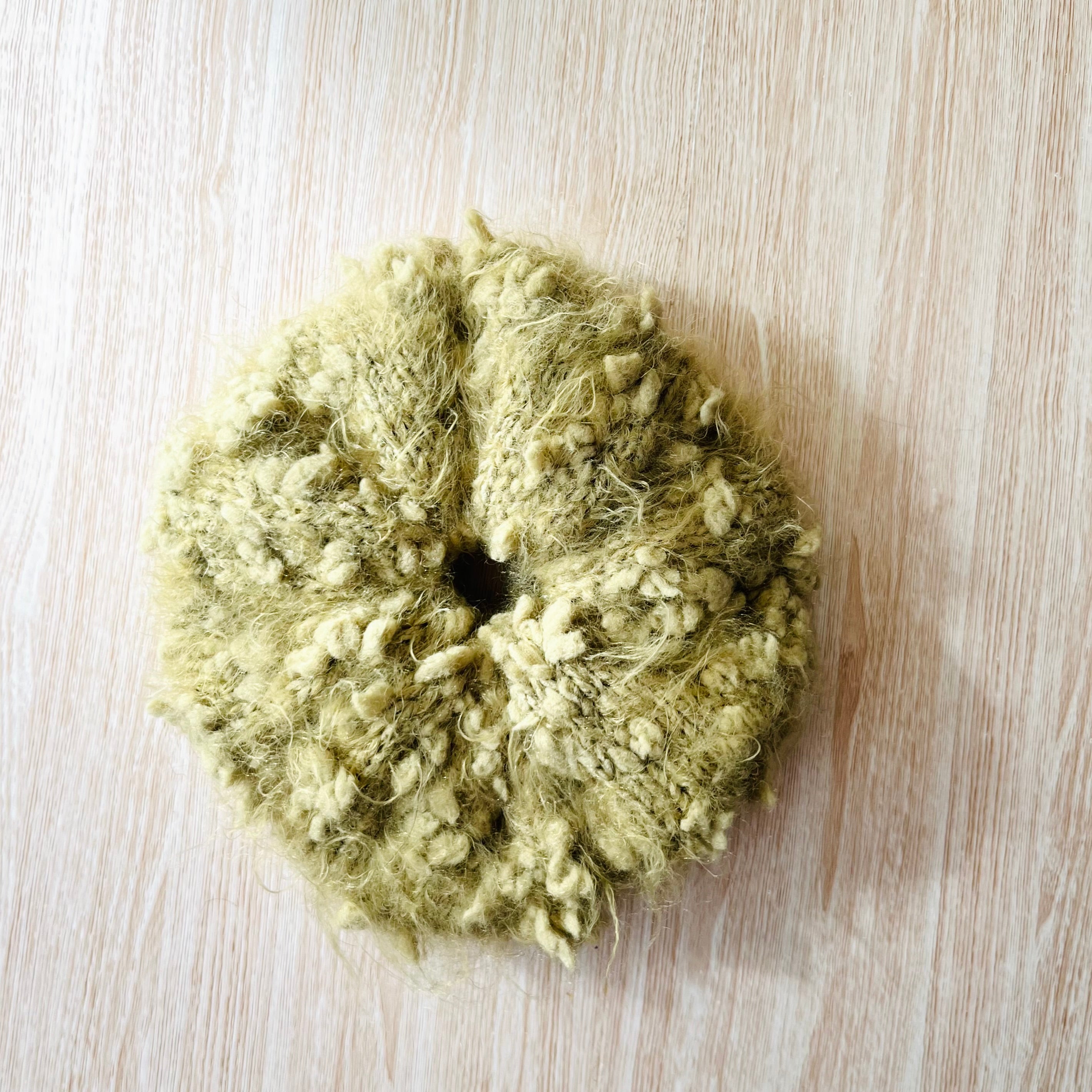 Oversized Sage Green Knitted Scrunchie - Unique Handmade