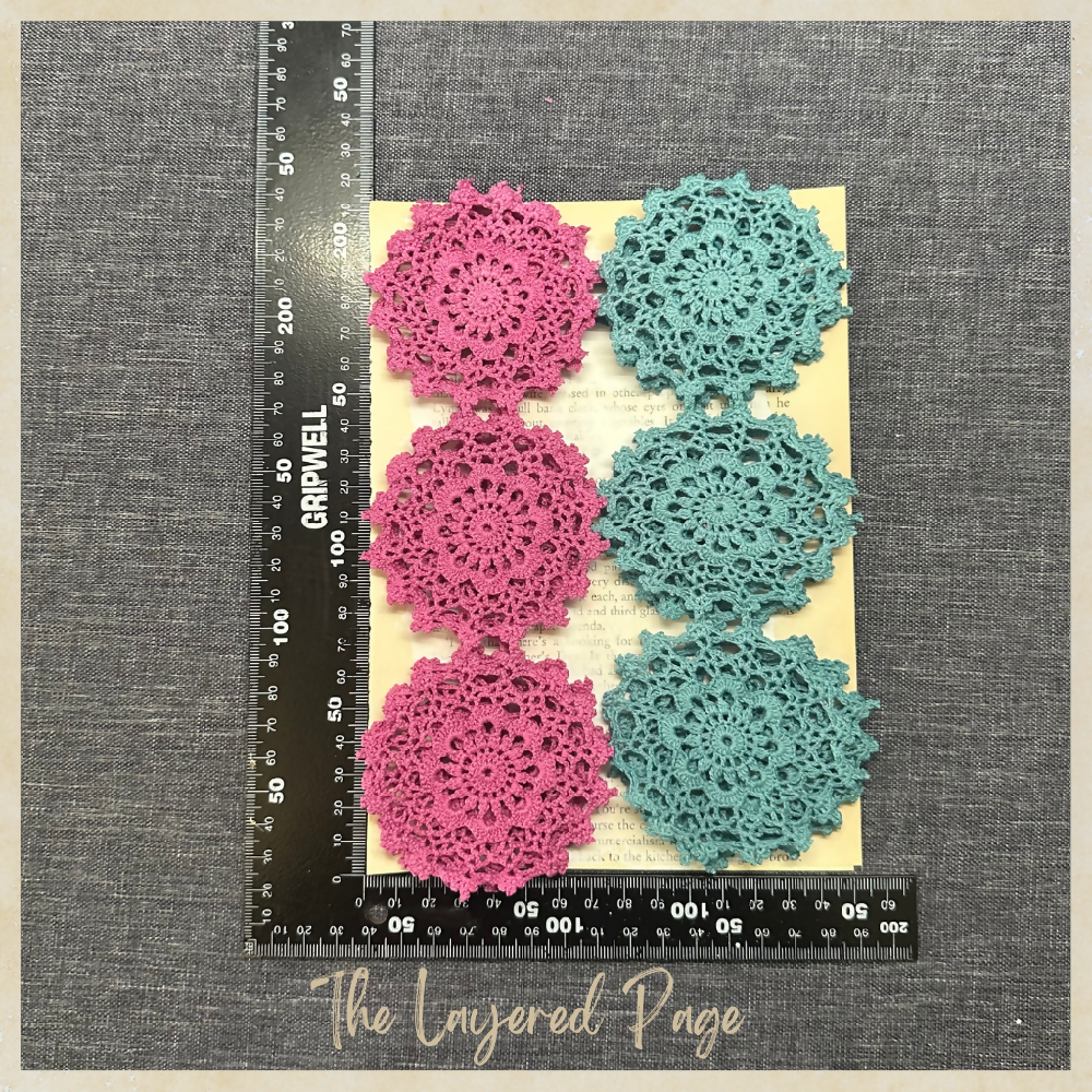 TLP Hand Dyed Crochet Medallions Joined Pink Teal 6