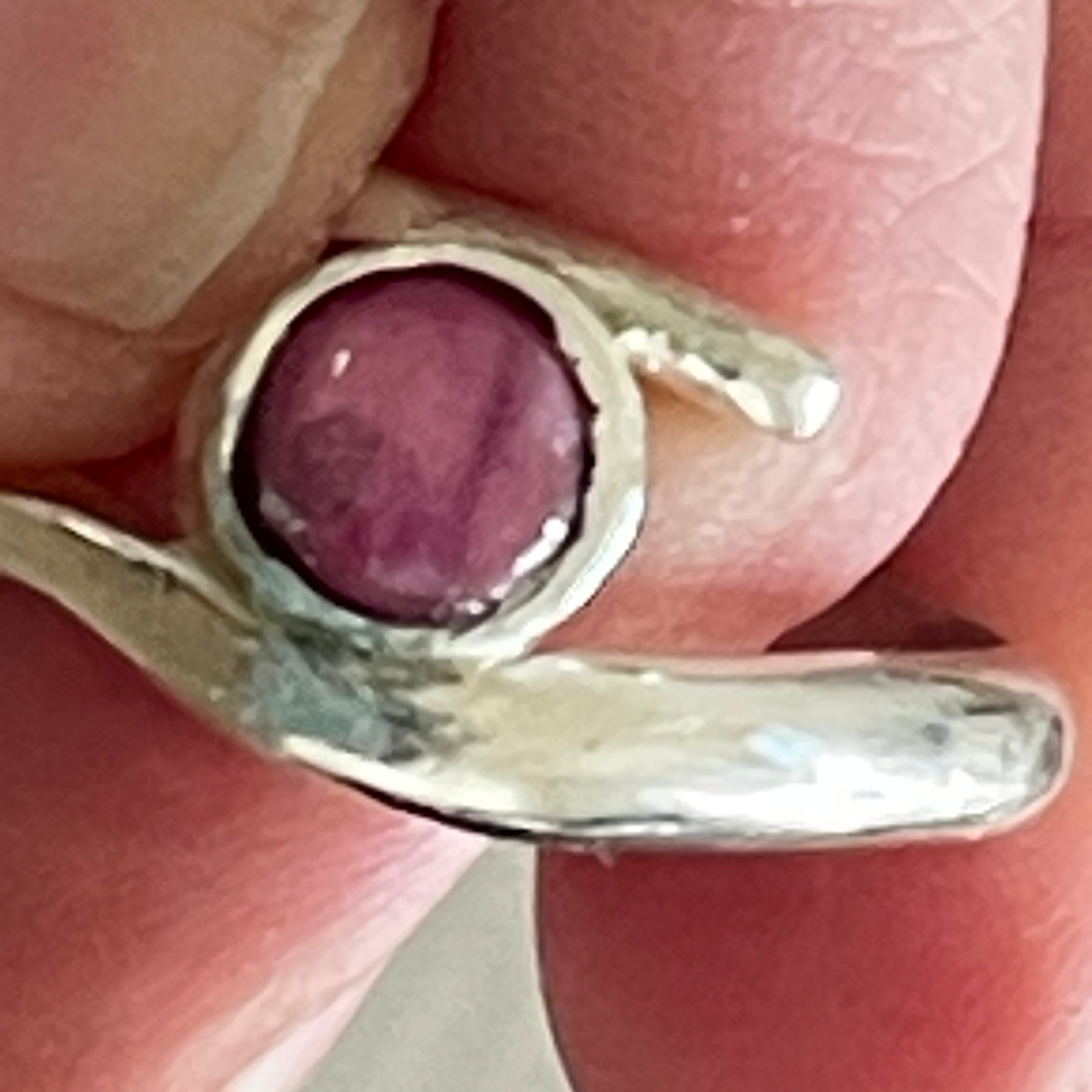 Silver Ruby Ring that lengthens fingers