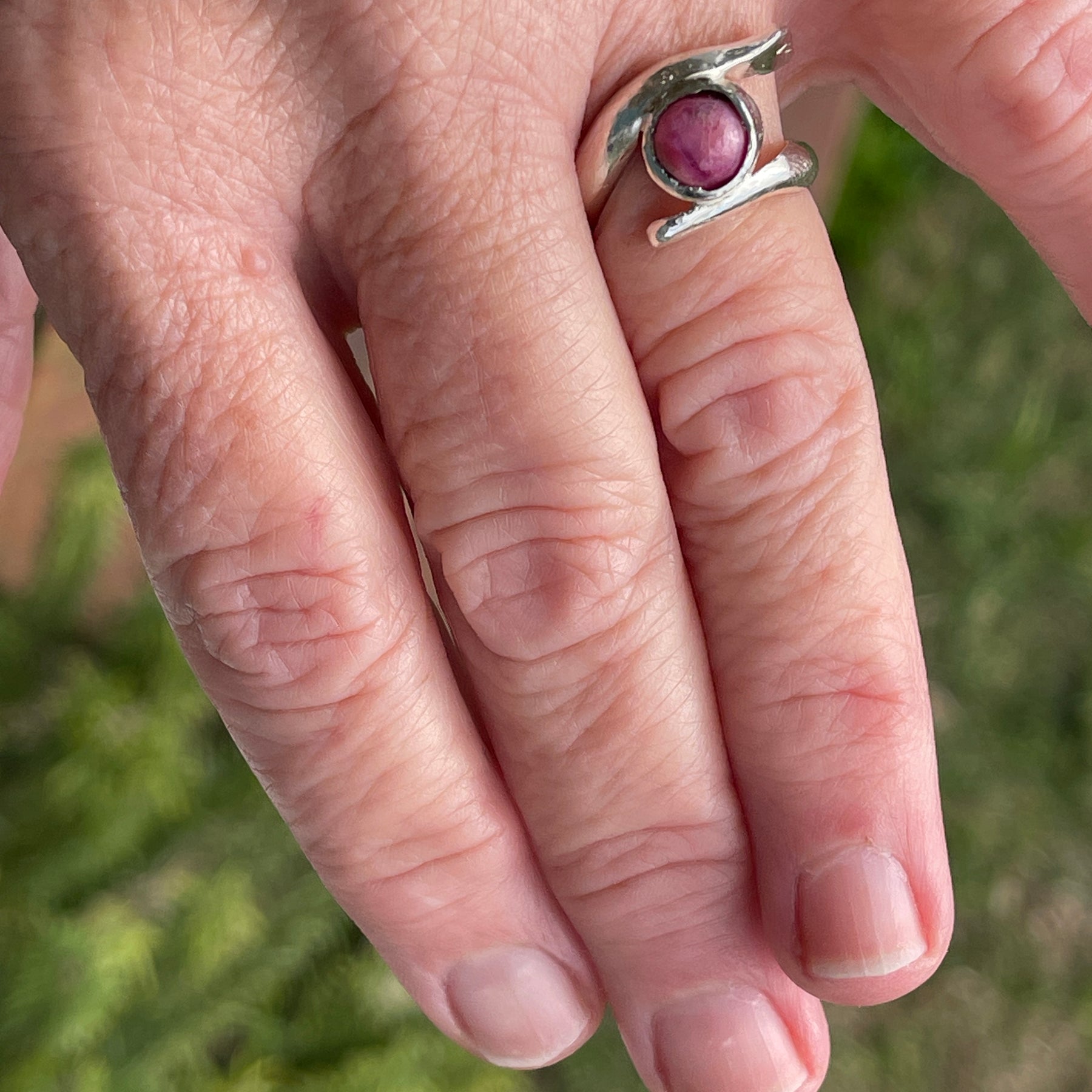 Silver Ruby Ring that lengthens fingers
