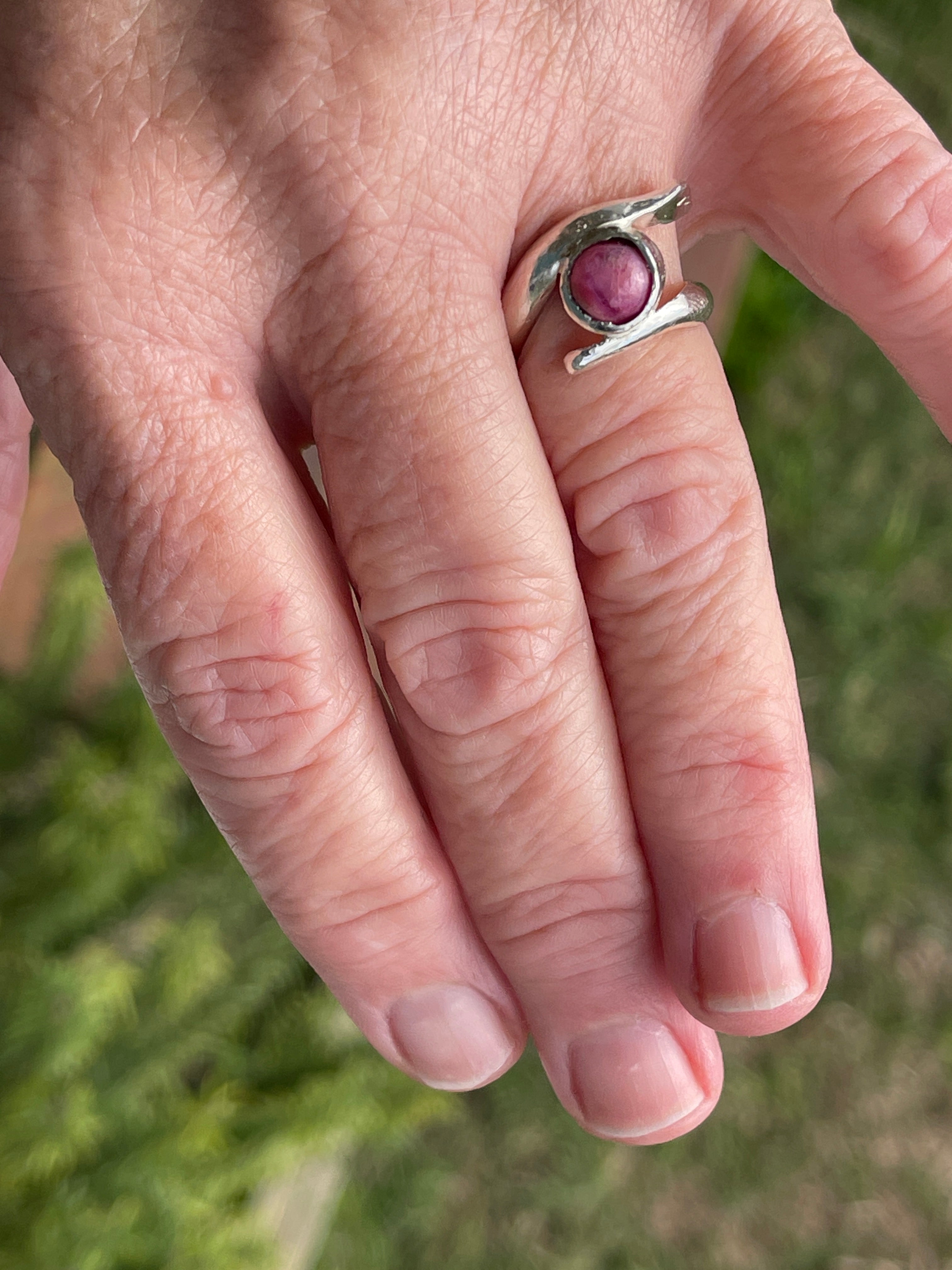 Silver Ruby Ring that lengthens fingers