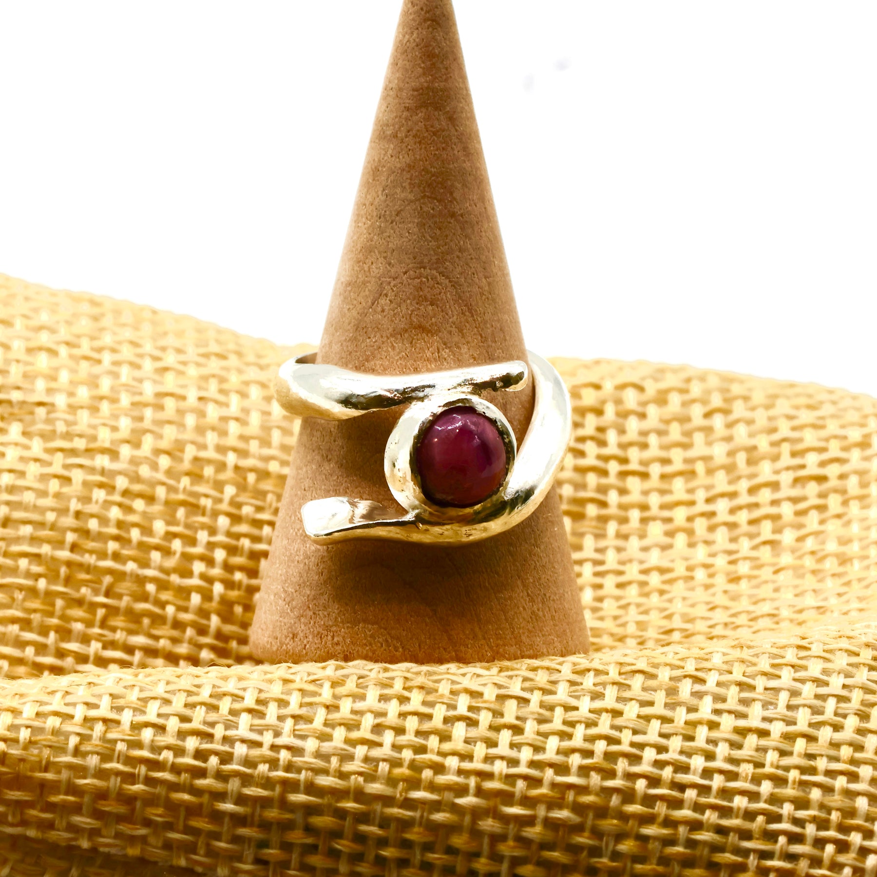 Silver Ruby Ring that lengthens fingers