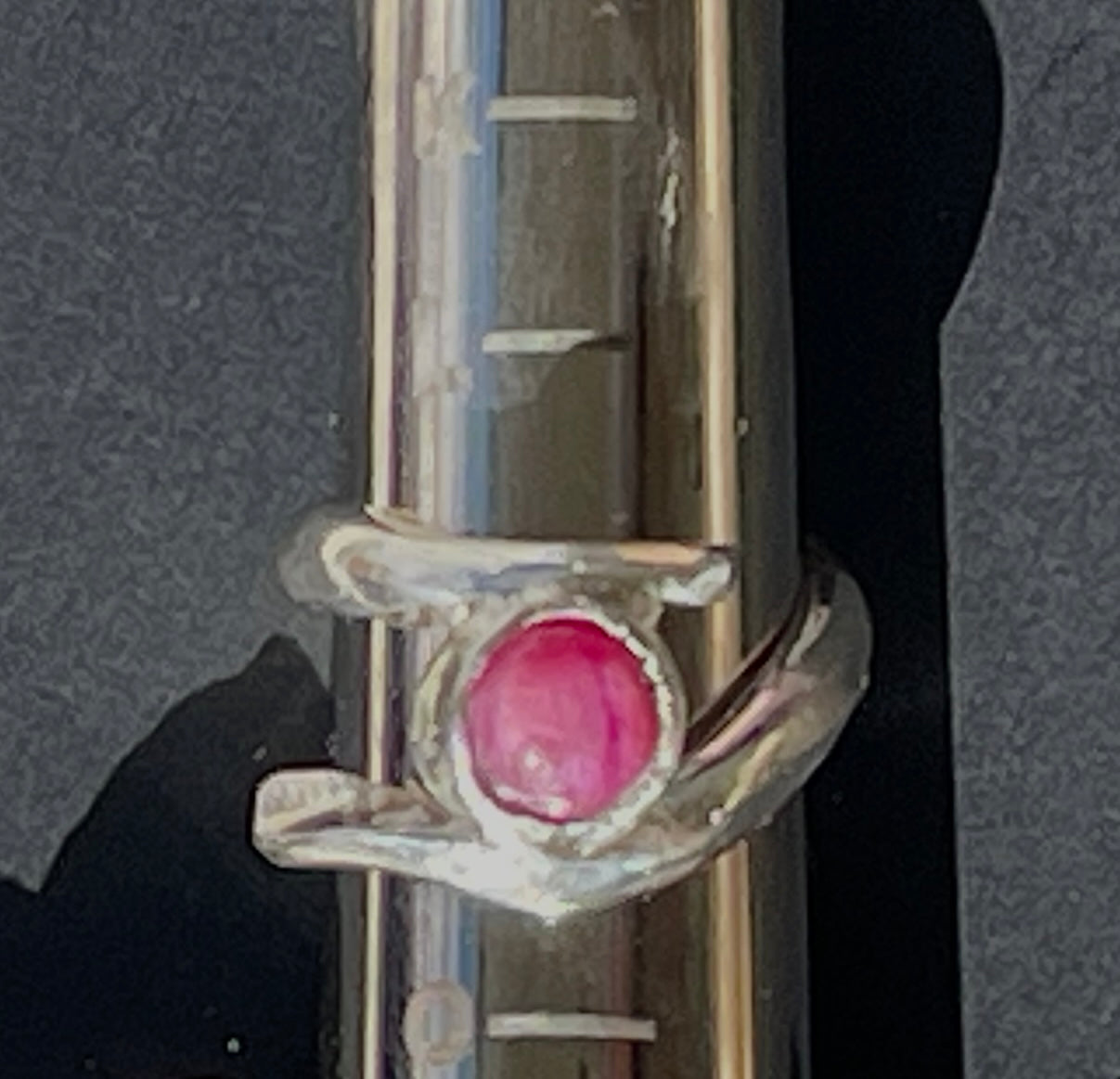 Silver Ruby Ring that lengthens fingers