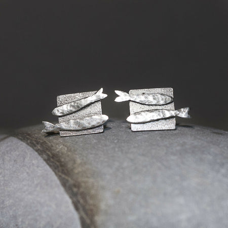 SARDINES sterling silver stud earrings