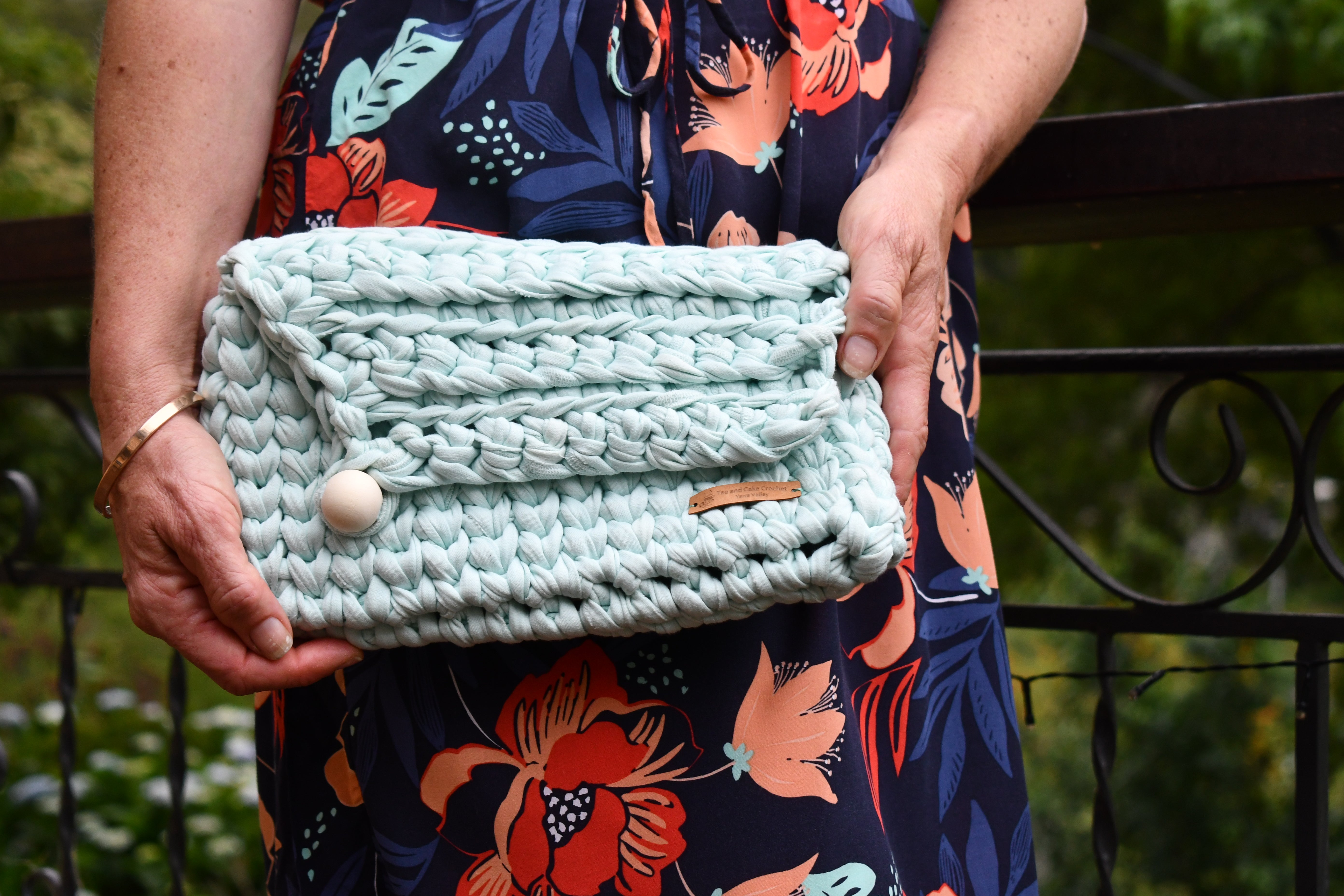 Handmade Crochet Clutch Bag Mint Green