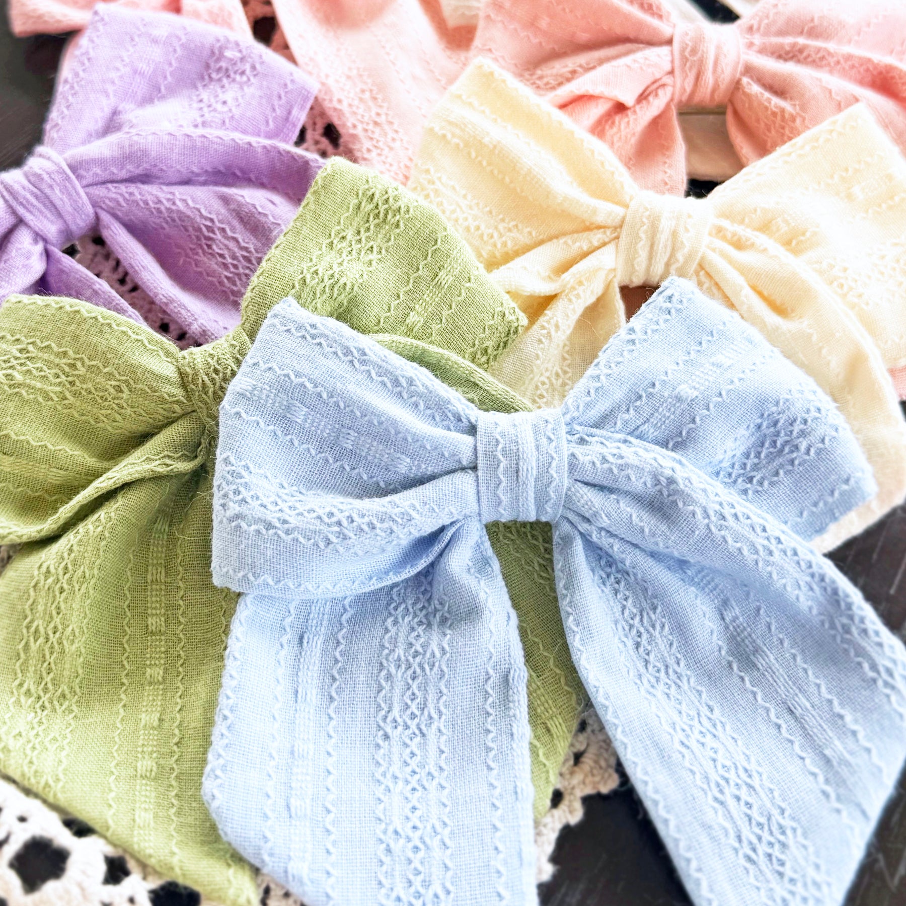 Cotton fabric Bows, Hair Clips, Baby Headbands, Ready to post